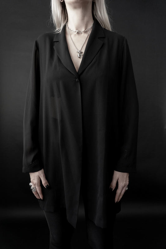 Vintage La Perla Longbluse, Luxury Layering Piece, S–M