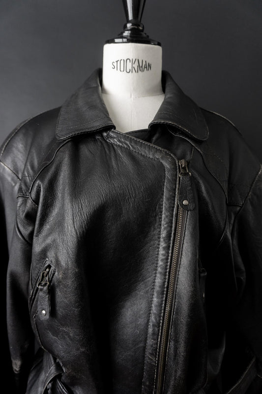 Vintage 90s slouchy Biker Lederjacke, S–M
