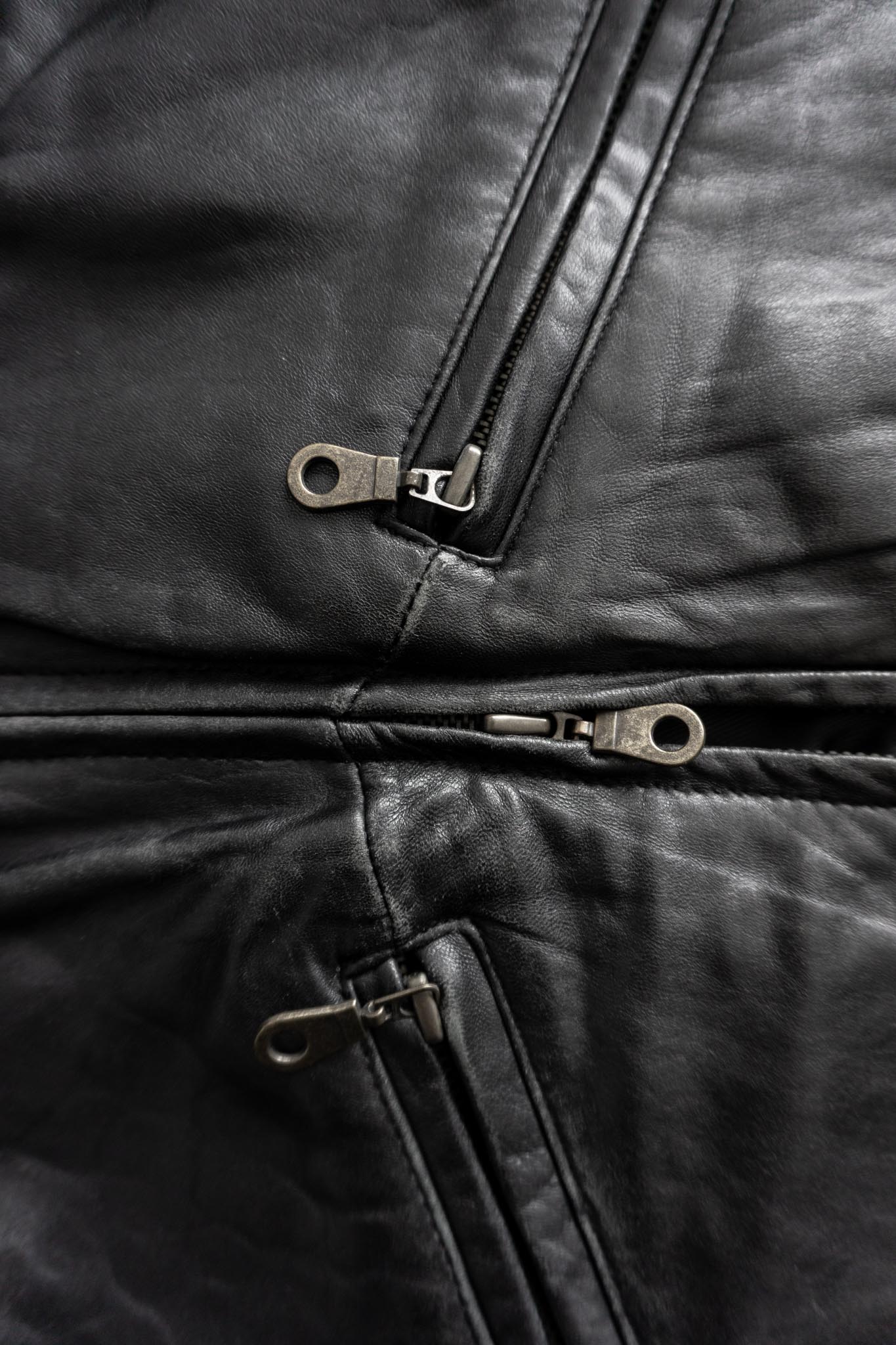 Vintage 80s Blouson Lederjacke, Schwarz, M–L