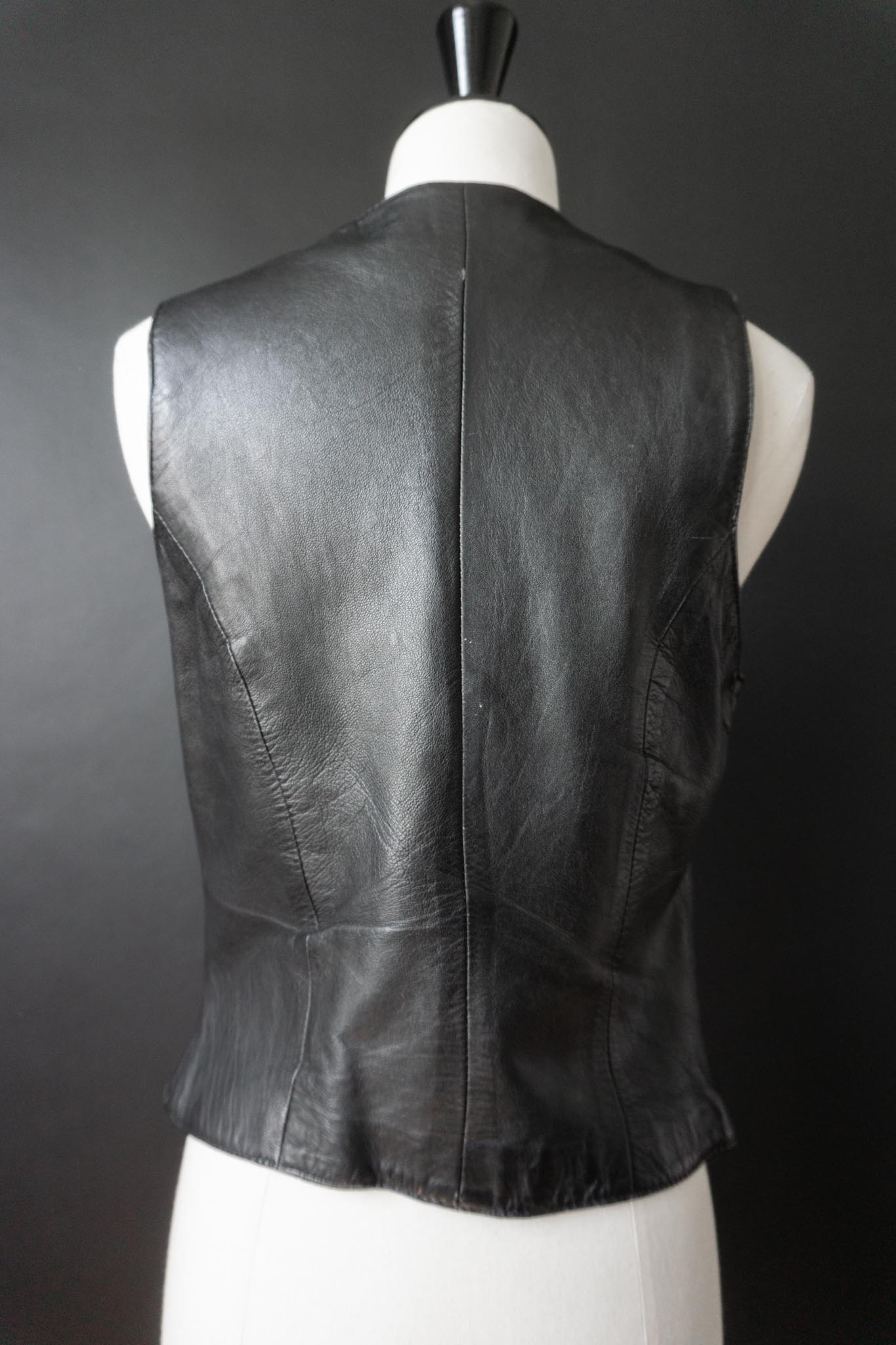 Vintage Lederweste aus Echtleder, Festival Piece, S–M
