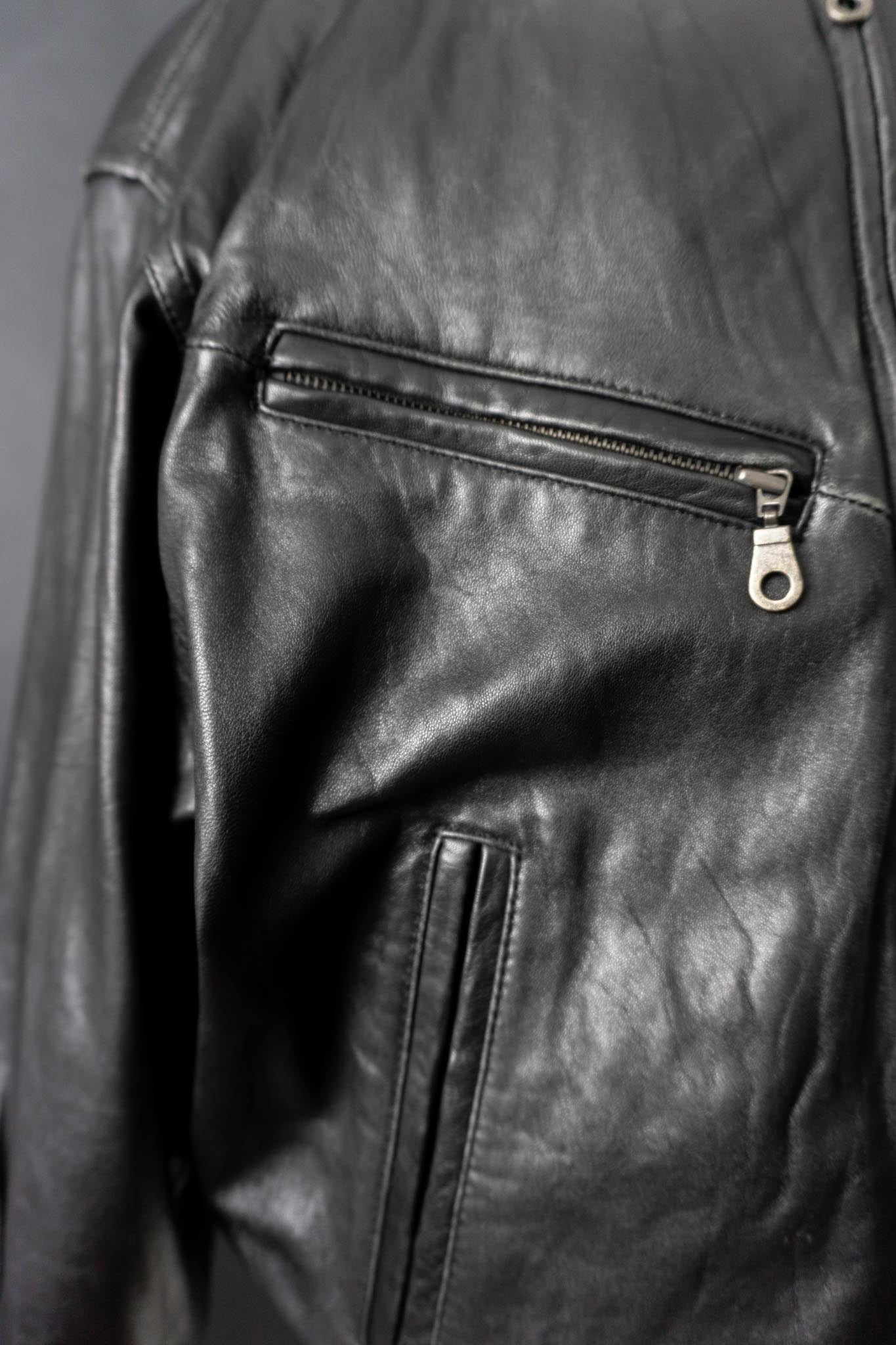 Vintage 80s Blouson Lederjacke, Schwarz, M–L