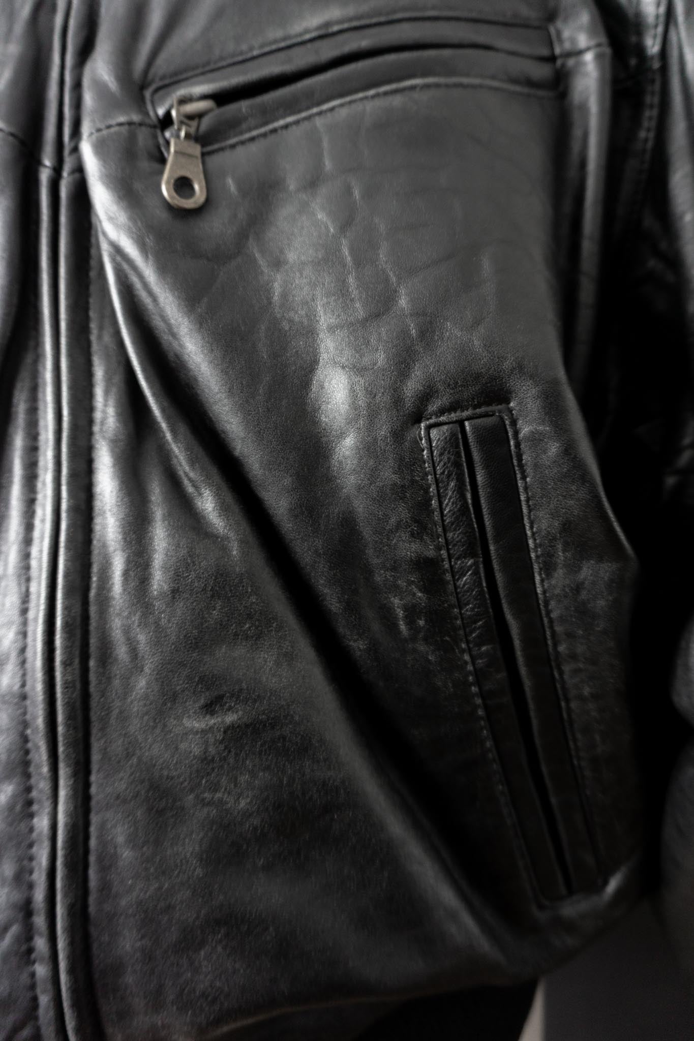 Vintage 80s Blouson Lederjacke, Schwarz, M–L