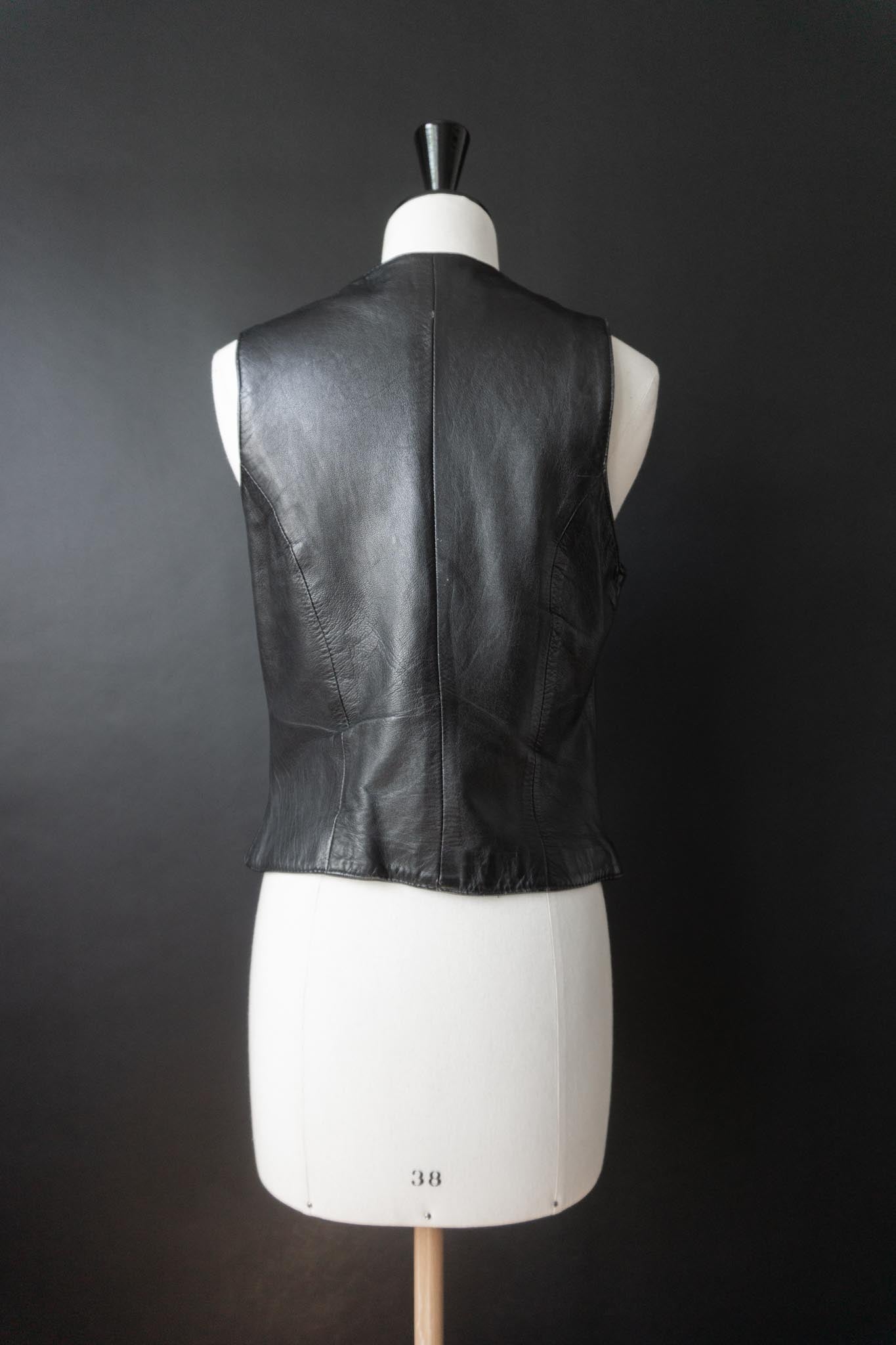 Vintage Lederweste aus Echtleder, Festival Piece, S–M
