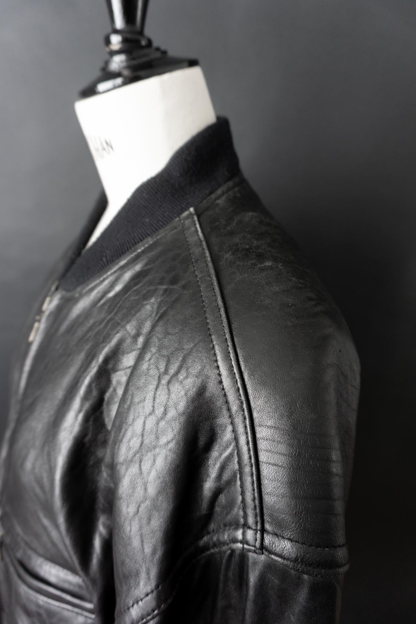 Vintage 80s Blouson Lederjacke, Schwarz, M–L