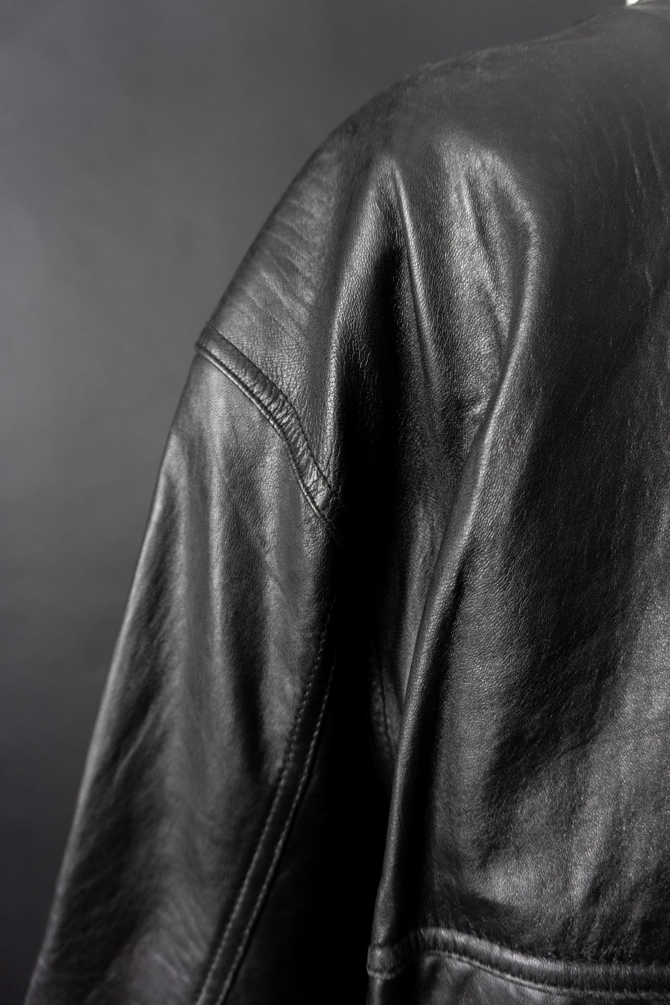 Vintage 80s Blouson Lederjacke, Schwarz, M–L