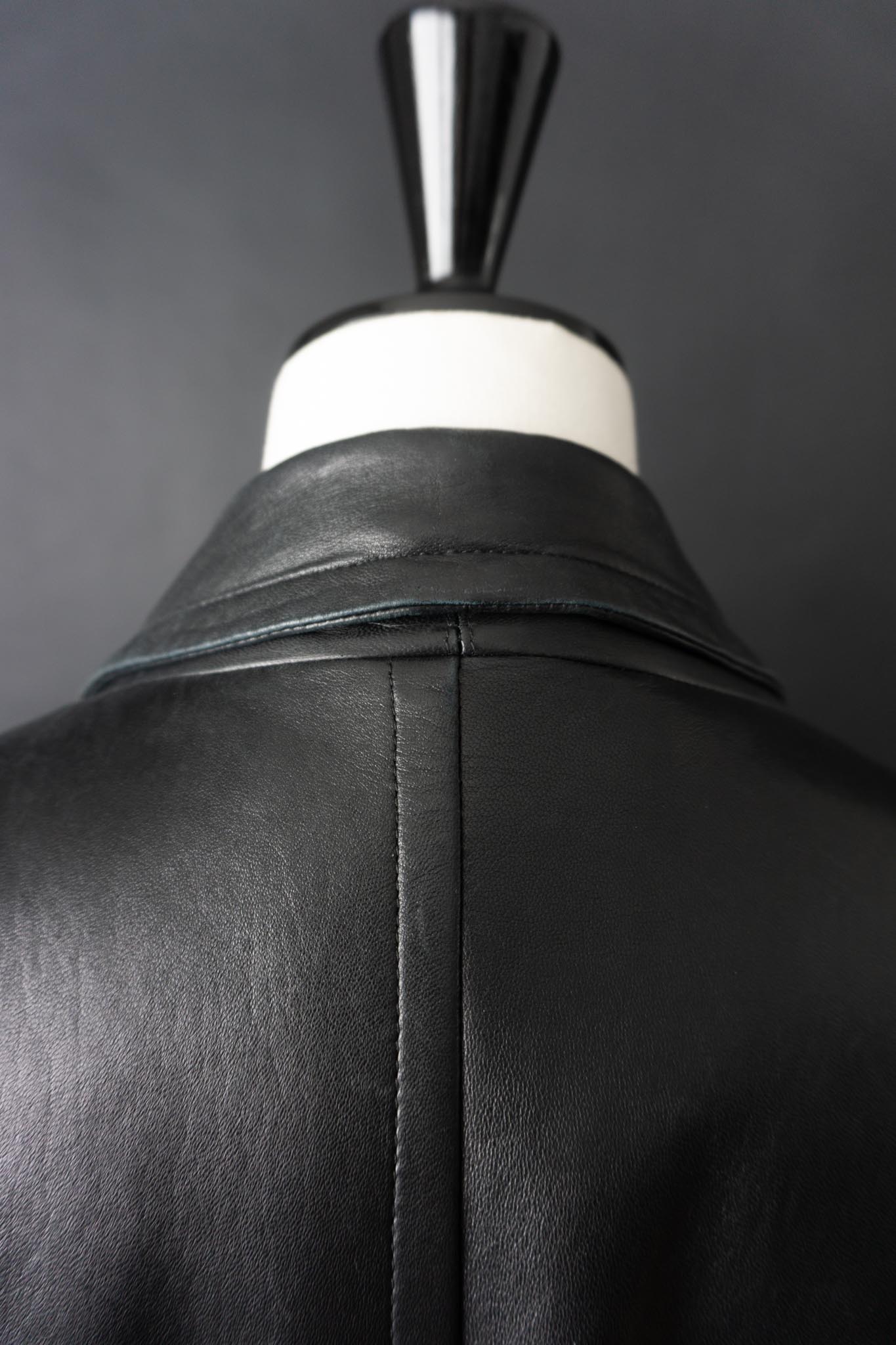 Vintage Yves Saint Laurent Lederblazer, Schwarz, S–M