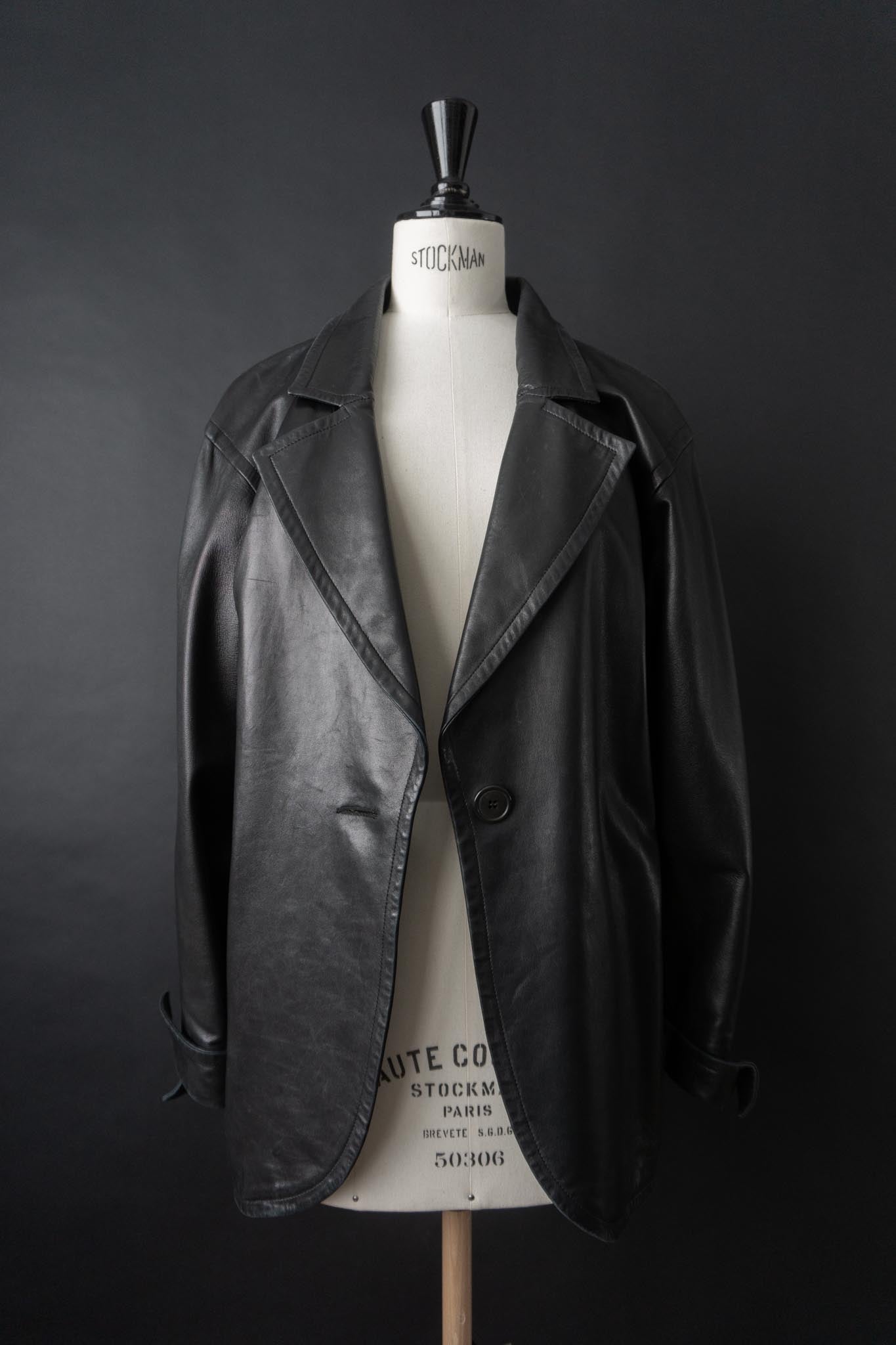 Vintage Yves Saint Laurent Lederblazer, Schwarz, S–M
