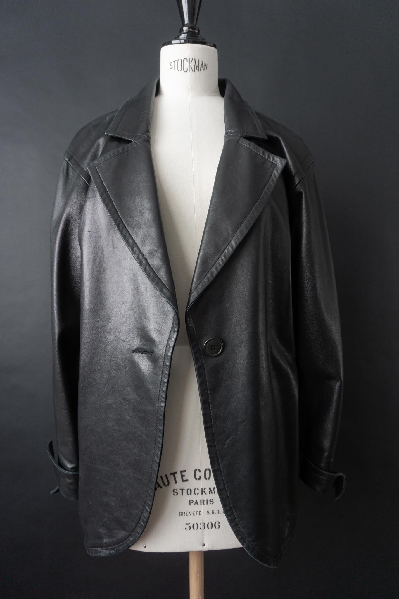 Vintage Yves Saint Laurent Lederblazer, Schwarz, S–M