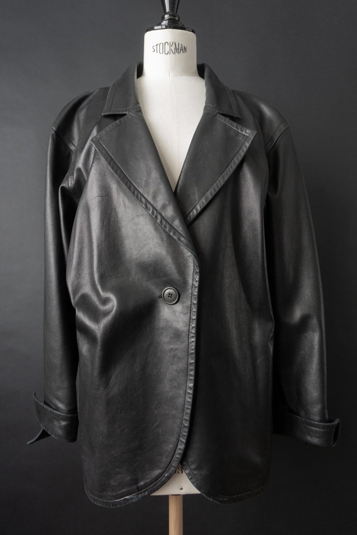 Vintage Yves Saint Laurent Lederblazer, Schwarz, S–M