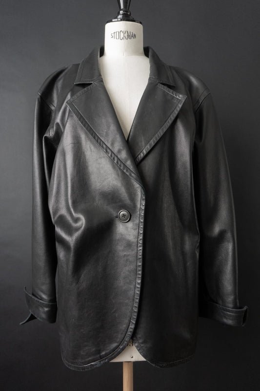 Vintage Yves Saint Laurent Lederblazer, Schwarz, S–M