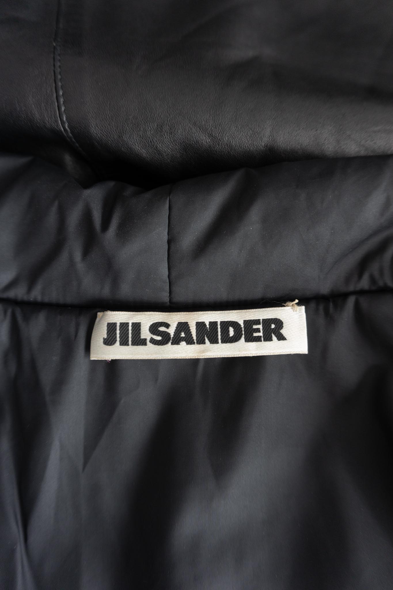 Vintage Jil Sander Ledermantel Schwarz, S–M