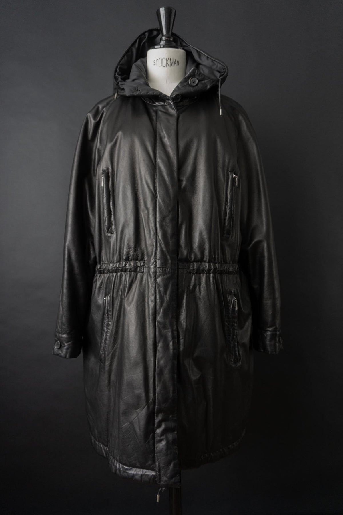 Vintage Jil Sander Ledermantel Schwarz, S–M