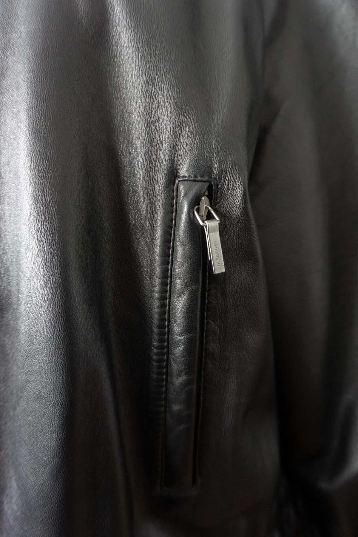 Vintage Jil Sander Ledermantel Schwarz, S–M