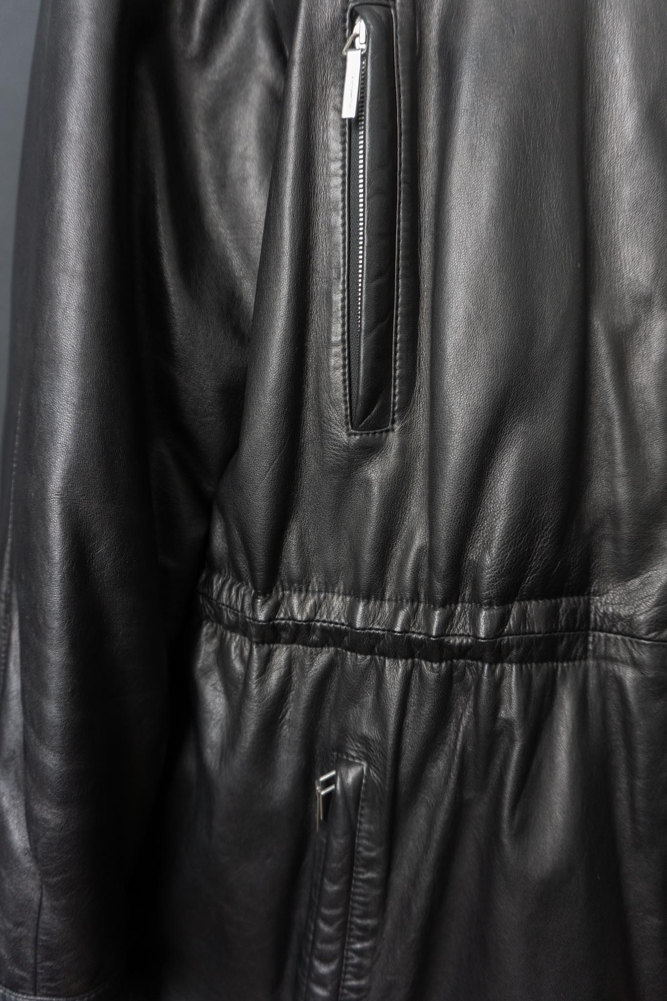 Vintage Jil Sander Ledermantel Schwarz, S–M