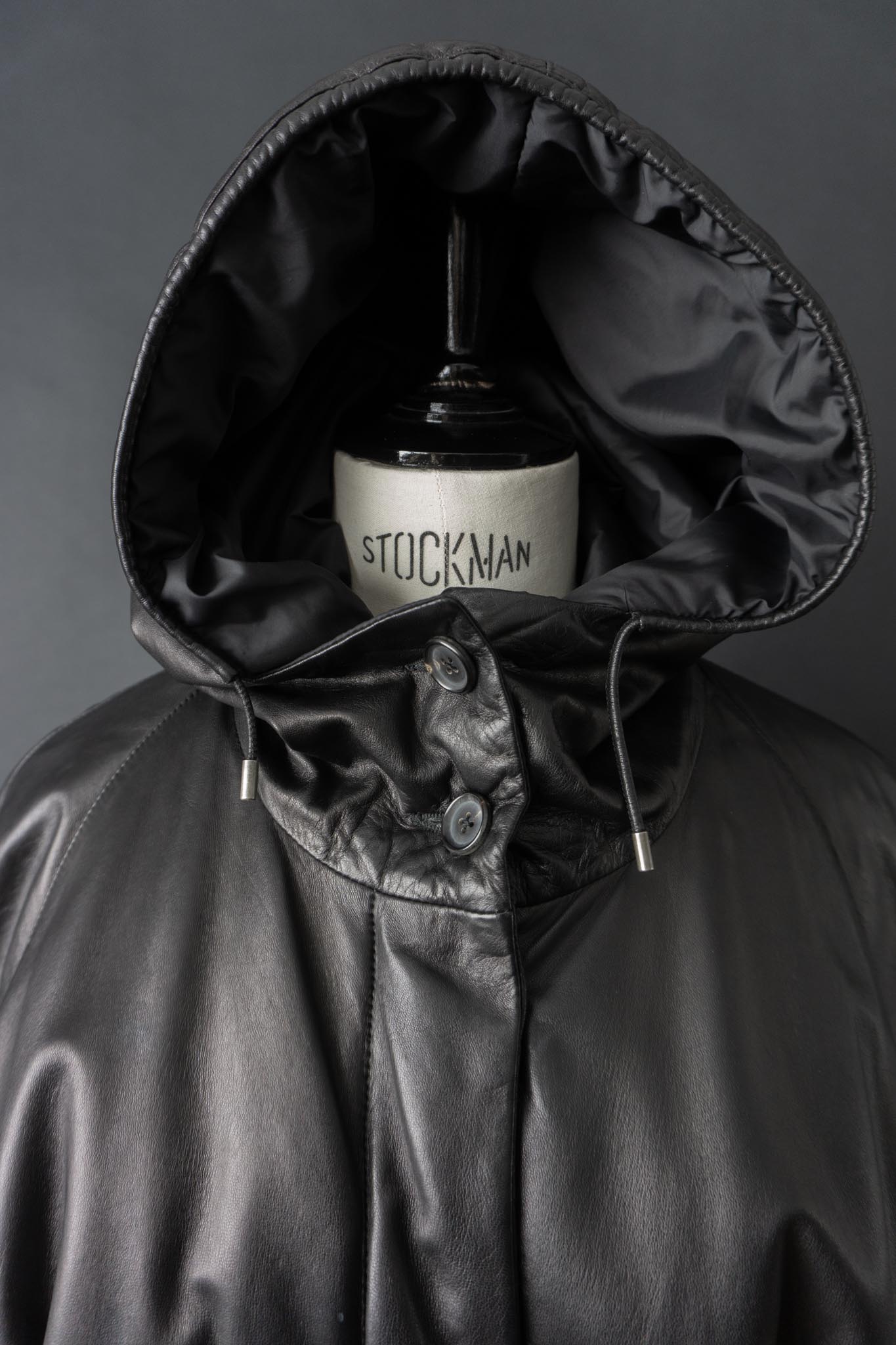 Vintage Jil Sander Ledermantel Schwarz, S–M