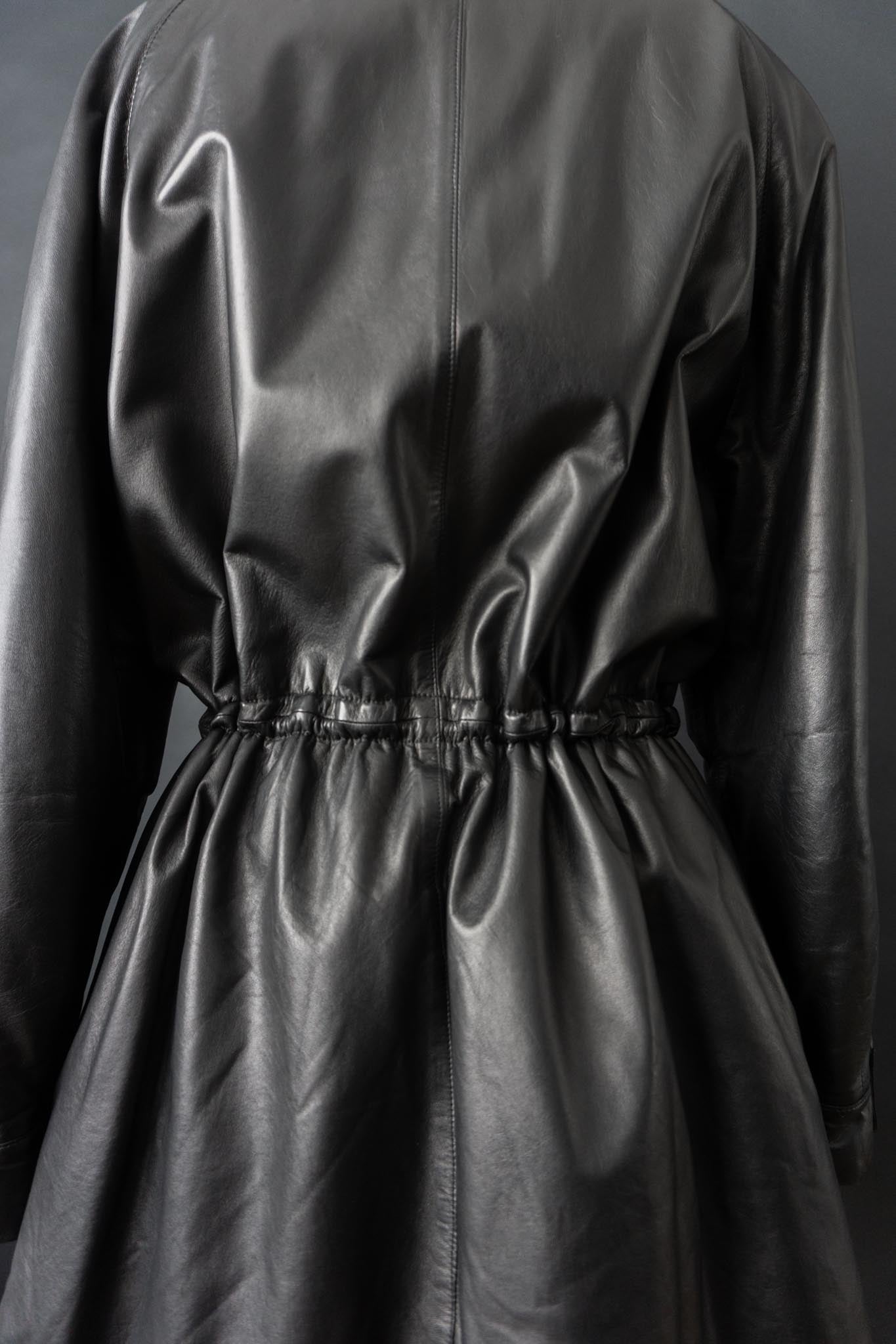 Vintage Jil Sander Ledermantel Schwarz, S–M