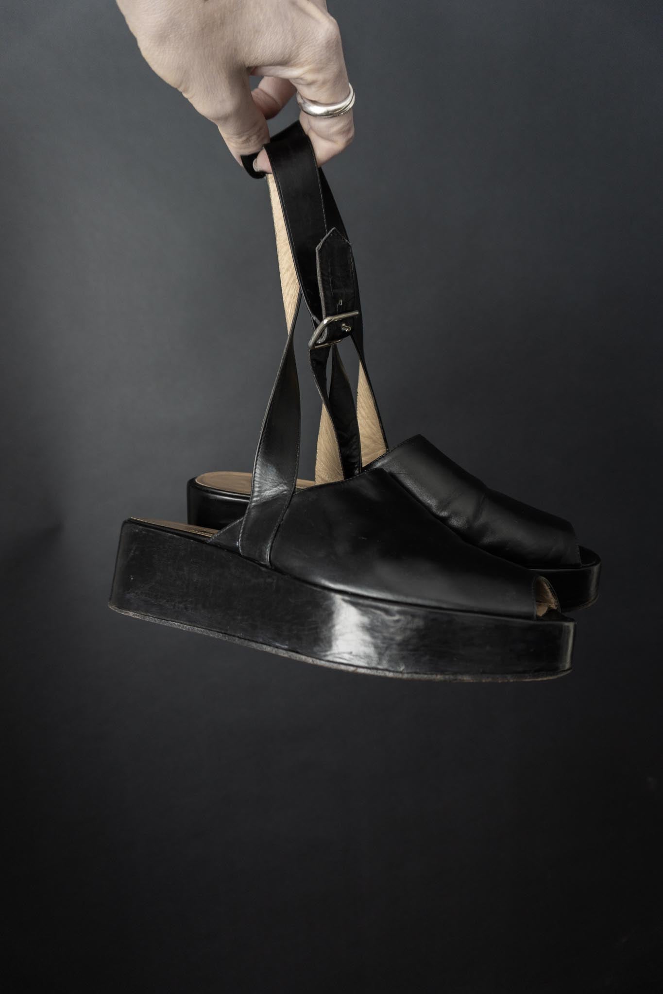 Vintage 90s Ann Demeulemeester Peep Toe Platforms, 38