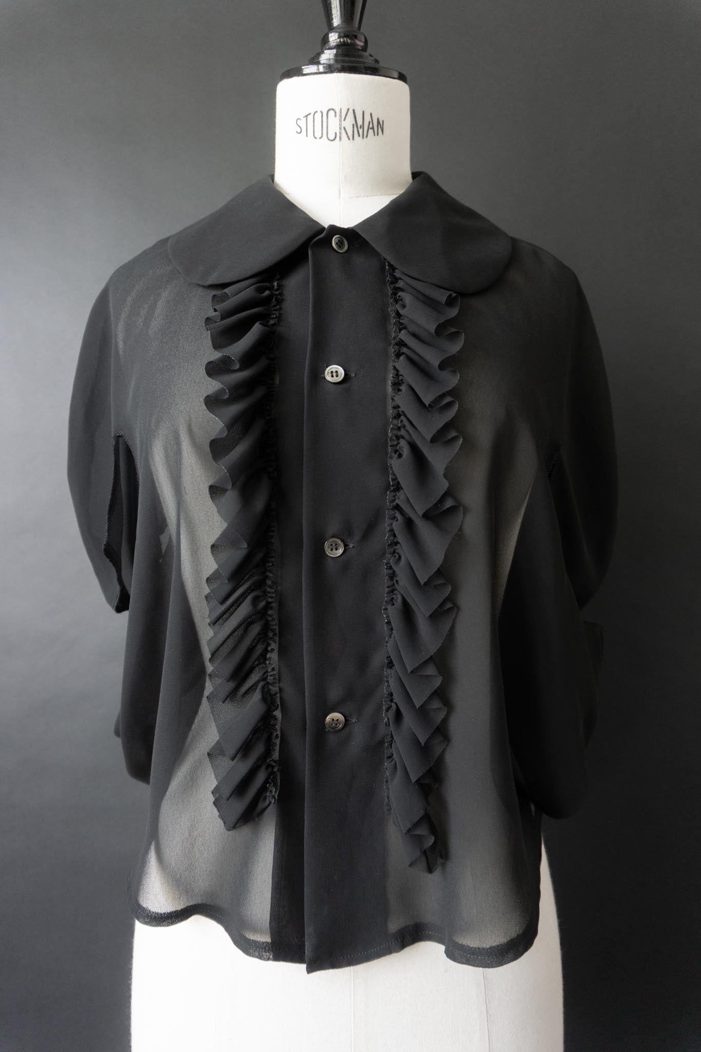 Vintage Comme des Garçons Bluse, Bubikragen, Volant-Rüschen, S–M