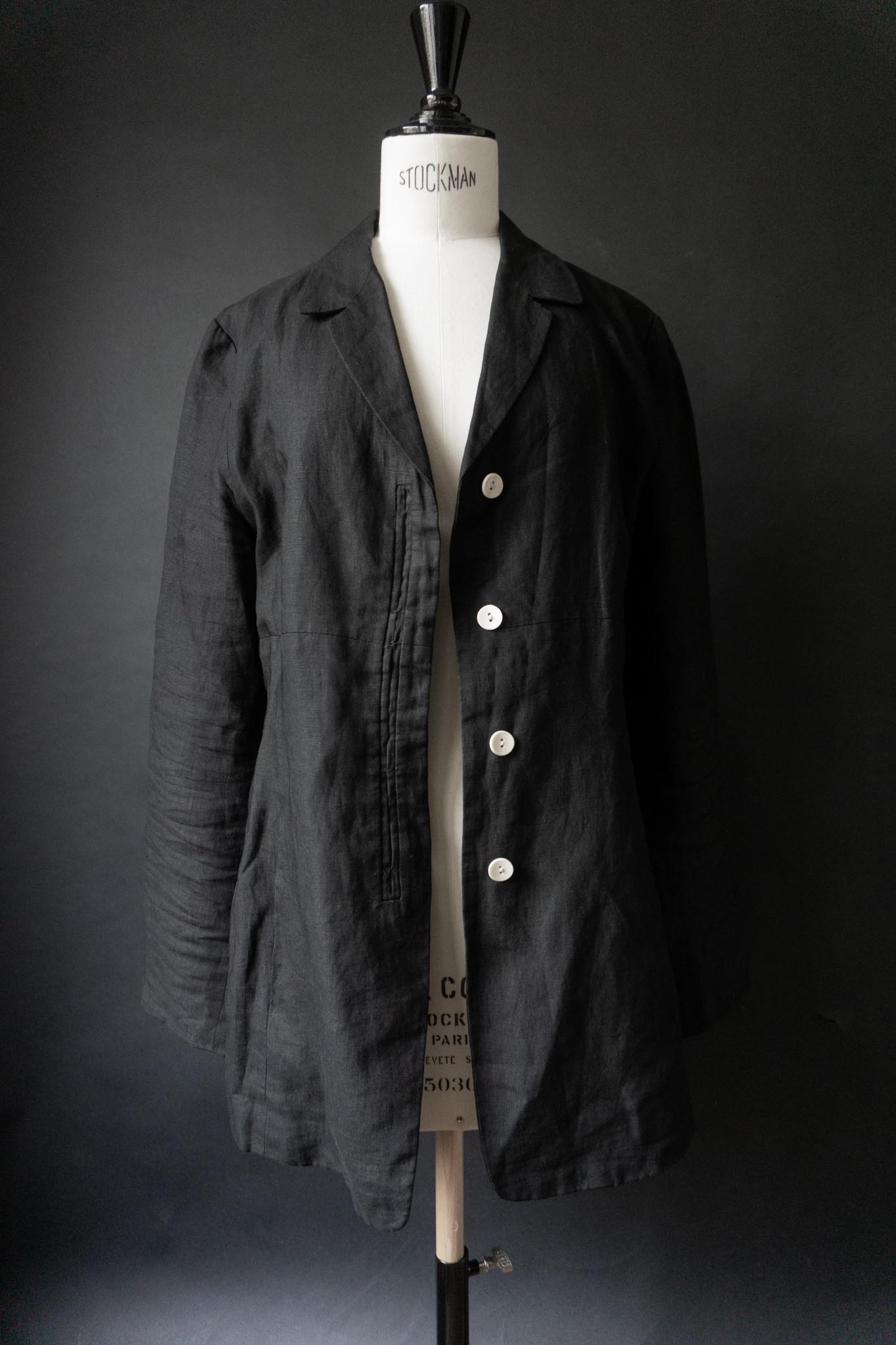 Vintage 90s Leinenblazer, Schwarz, S–M