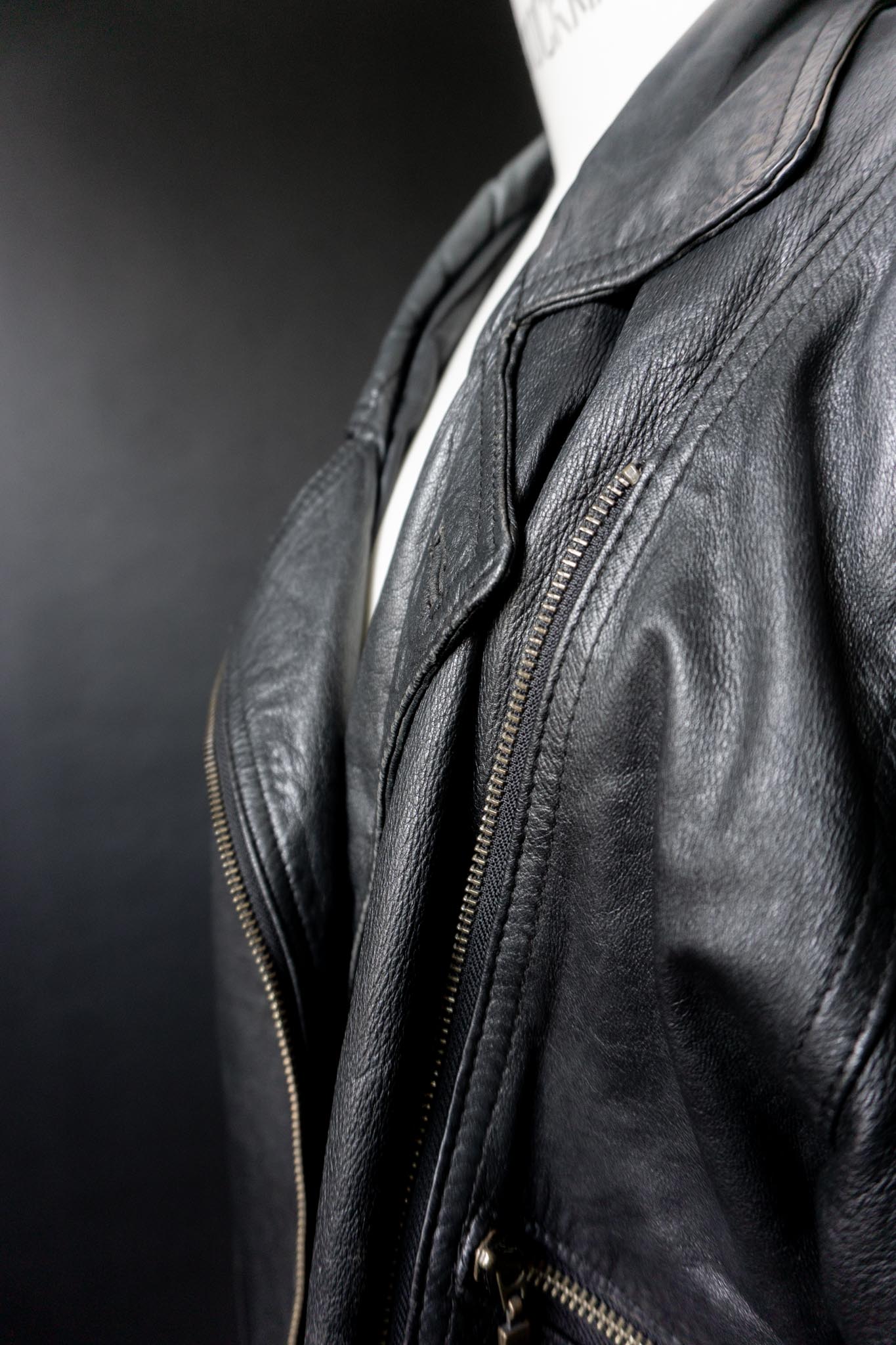 Vintage Lederjacke, Slouchy Bikerjacke mit Patina, M–L