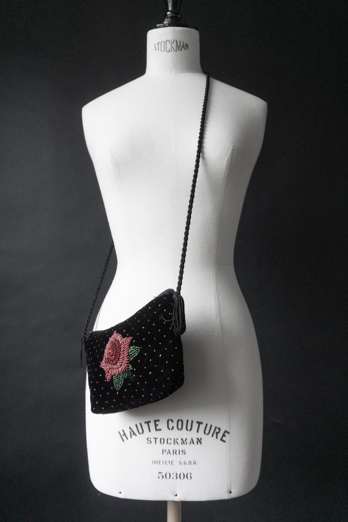 Vintage Whimsigoth Umhängetasche Rose Perlen