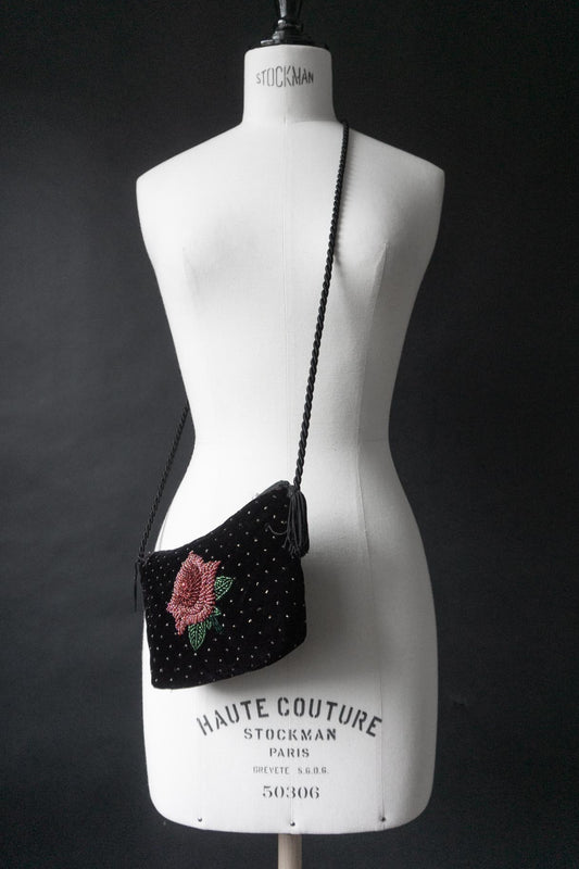 Vintage Whimsigoth Umhängetasche Rose Perlen