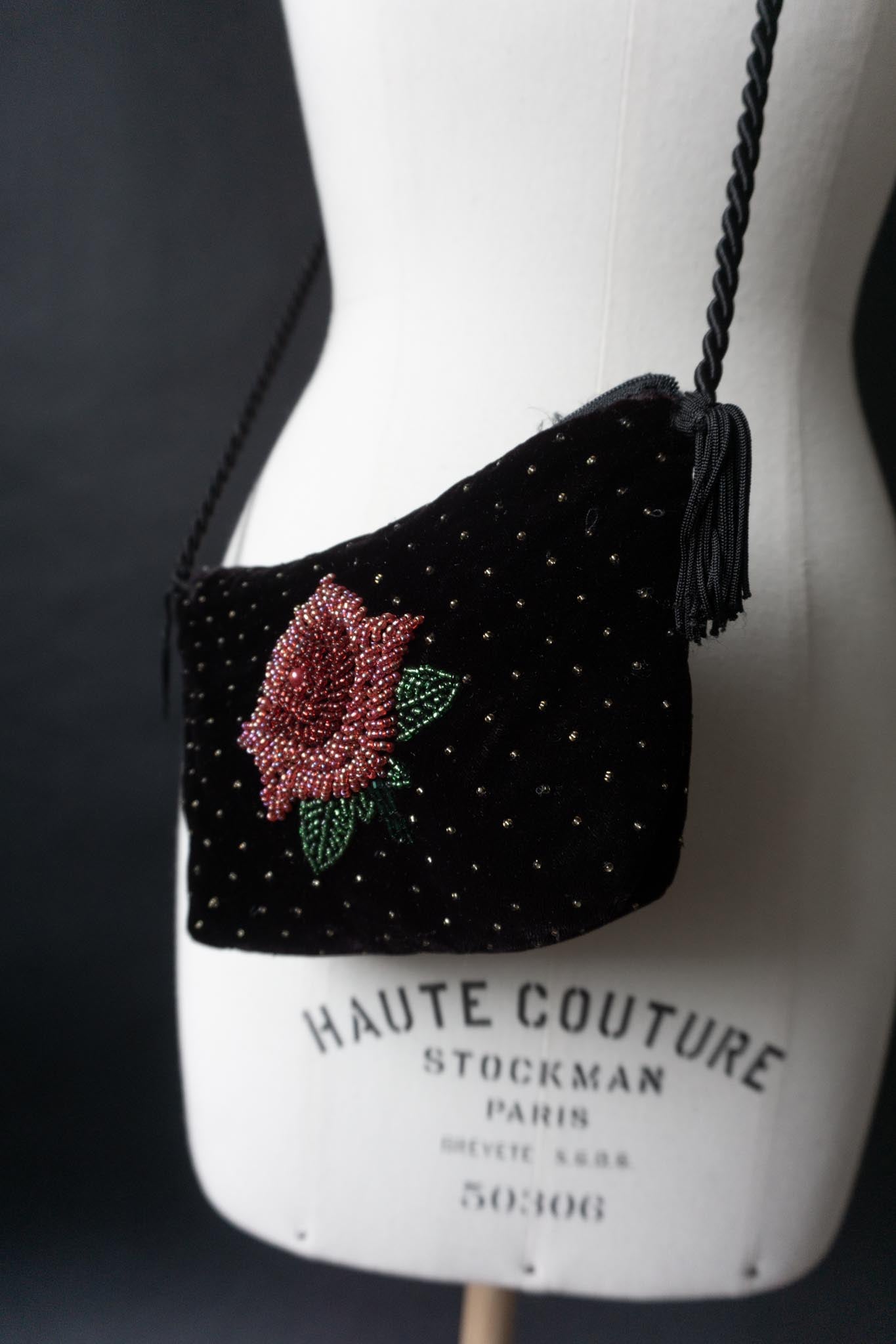 Vintage Whimsigoth Umhängetasche Rose Perlen