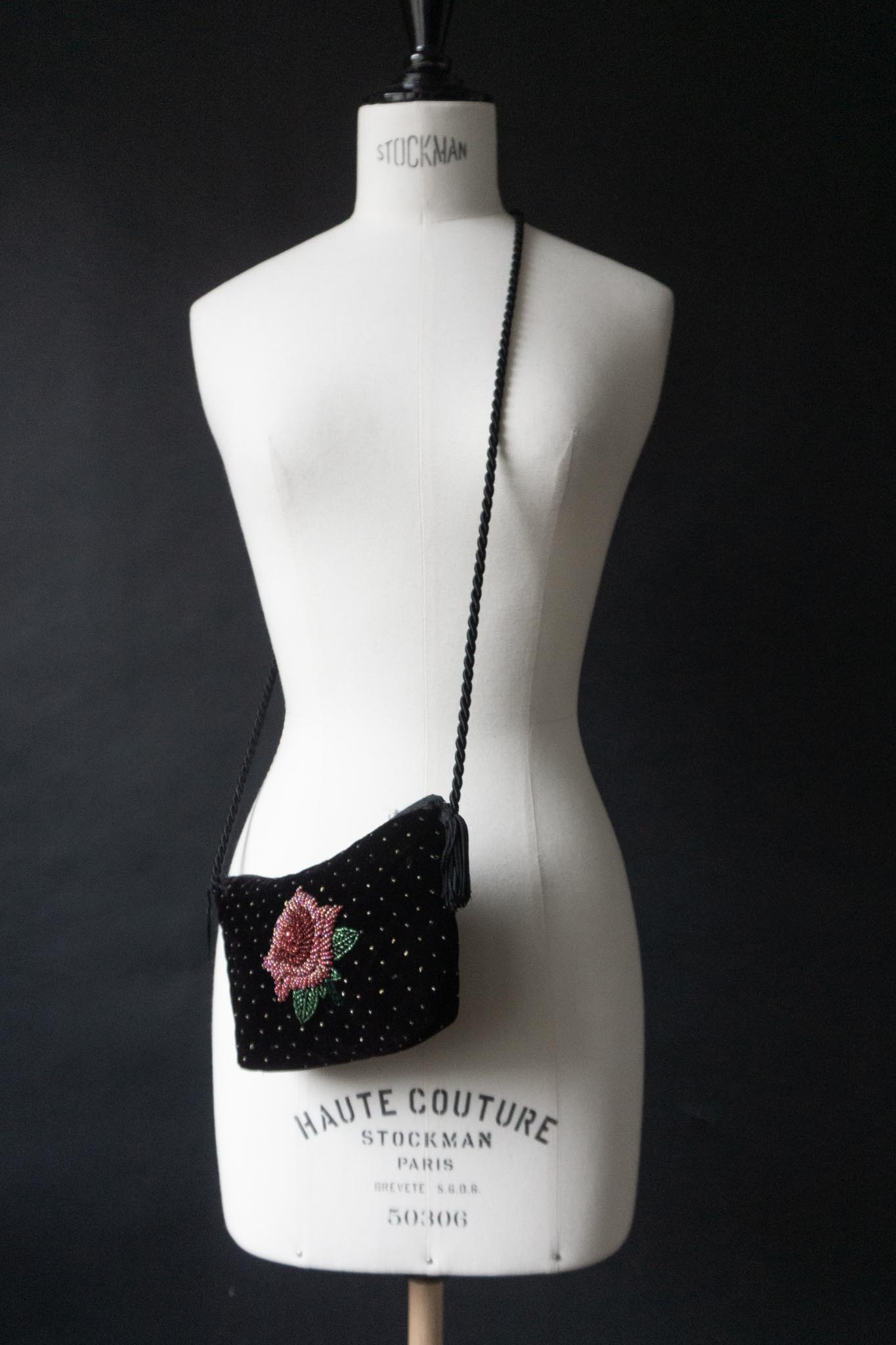 Vintage Whimsigoth Umhängetasche Rose Perlen