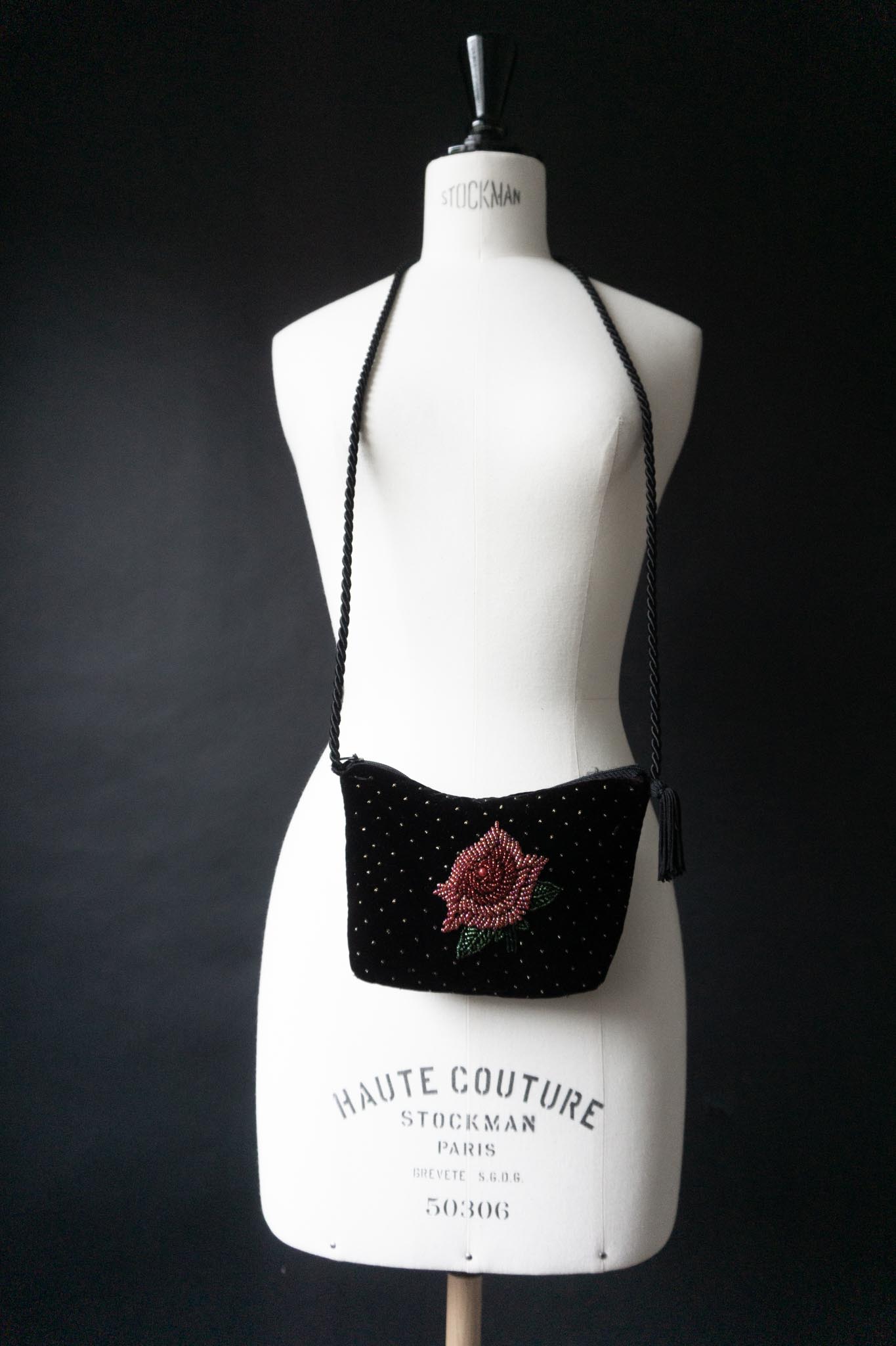 Vintage Whimsigoth Umhängetasche Rose Perlen