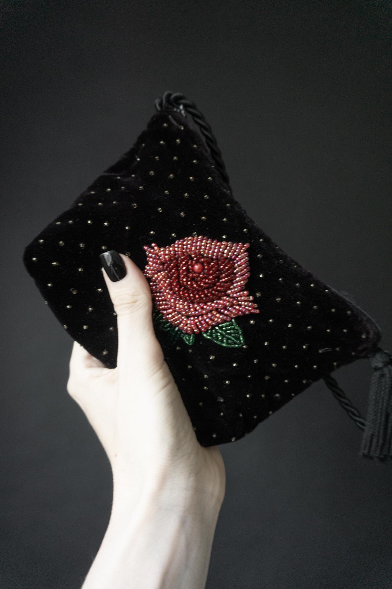 Vintage Whimsigoth Umhängetasche Rose Perlen