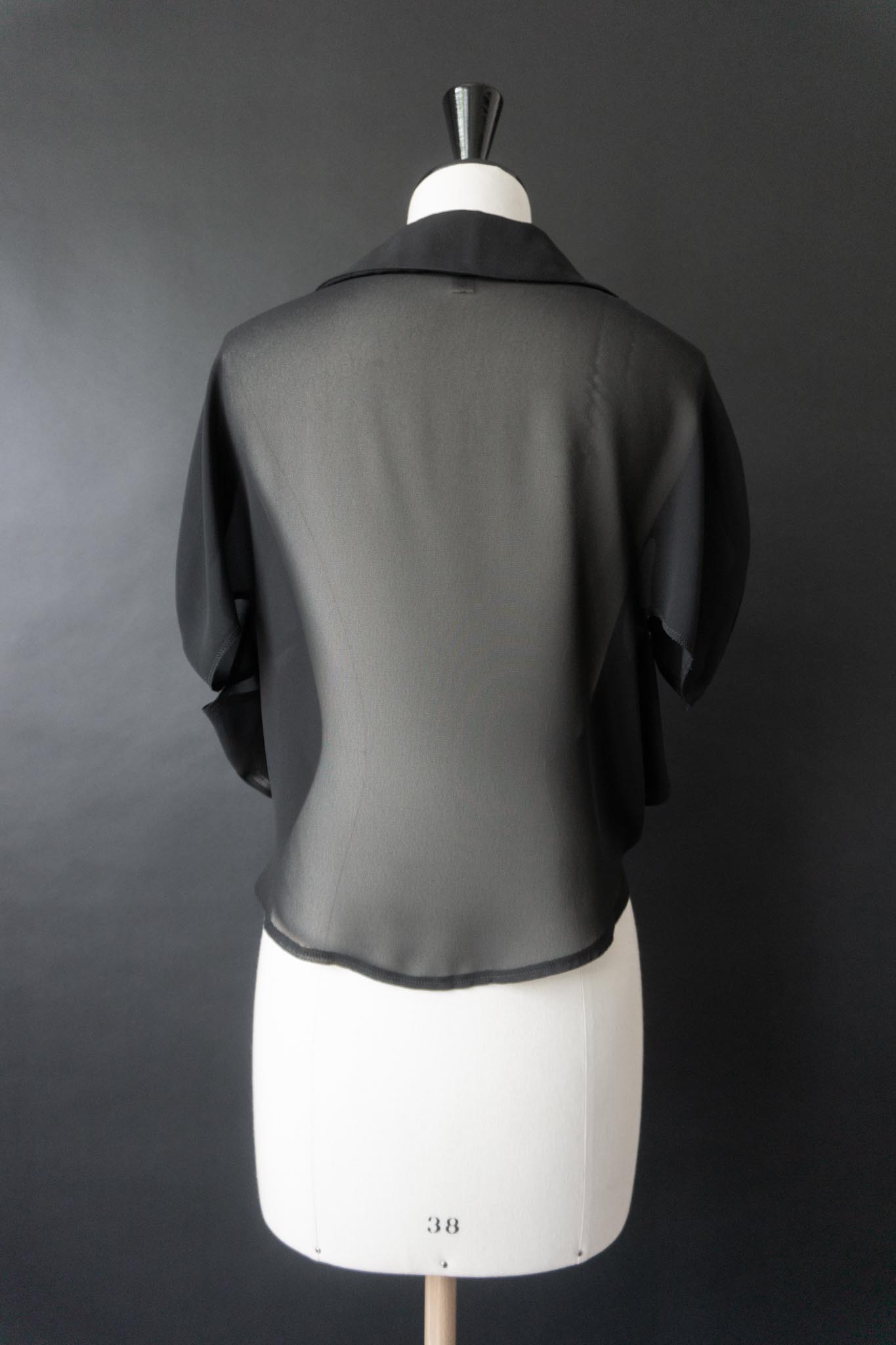 Vintage Comme des Garçons Bluse, Bubikragen, Volant-Rüschen, S–M