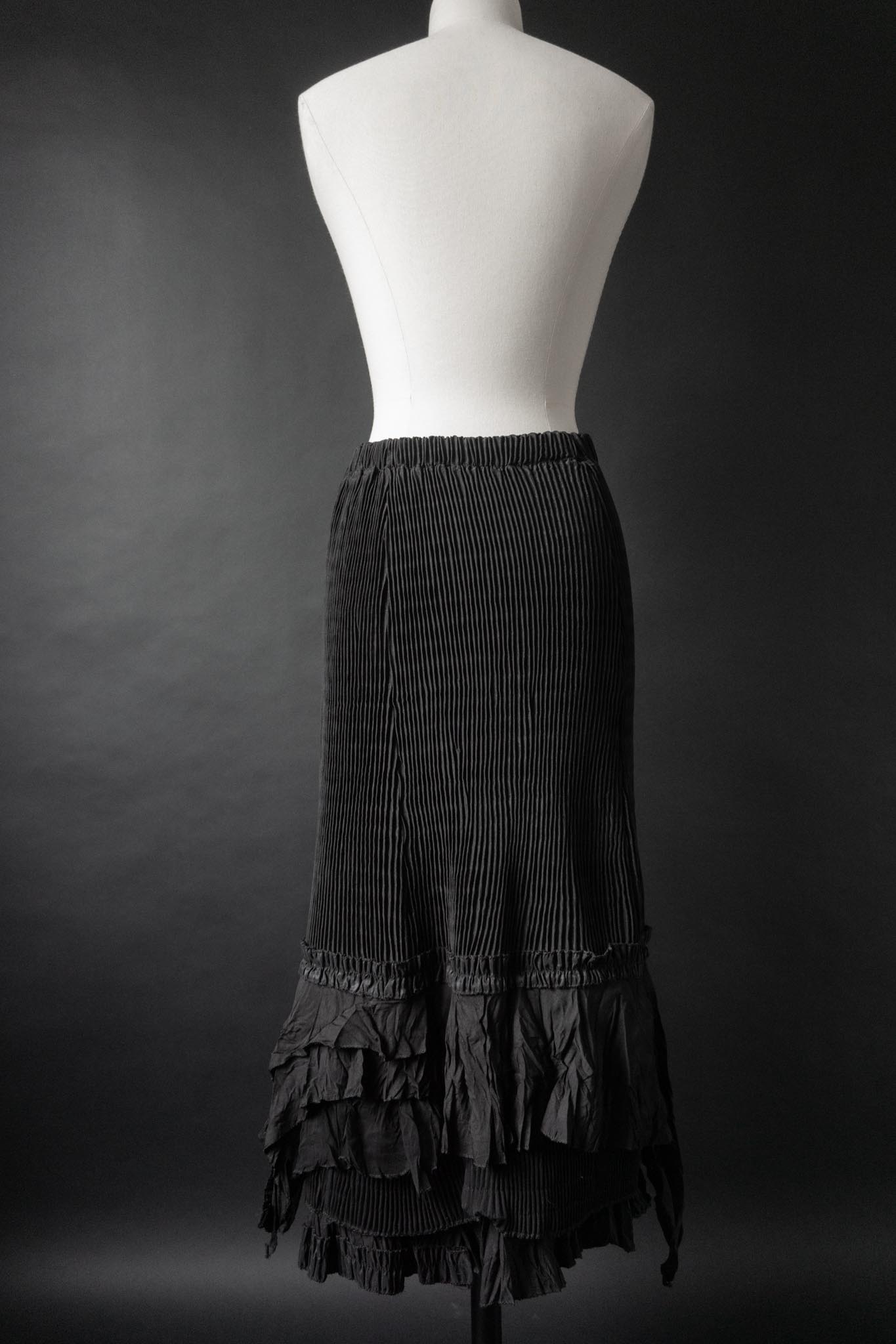 Vintage Plissé Rock mit asymmetrischen Rüschen, S–L