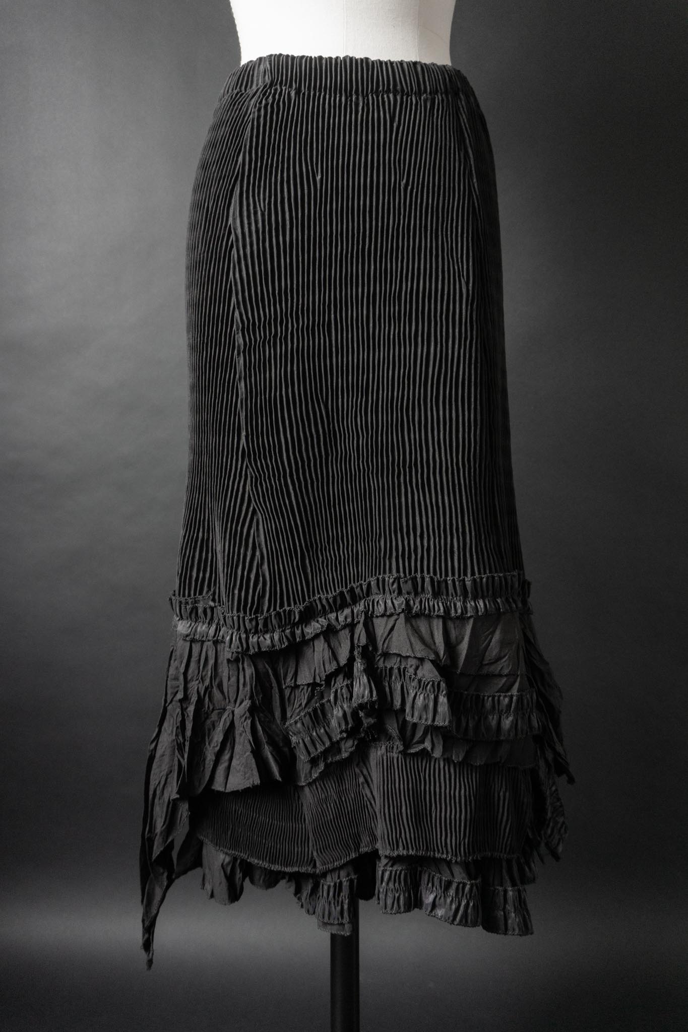 Vintage Plissé Rock mit asymmetrischen Rüschen, S–L