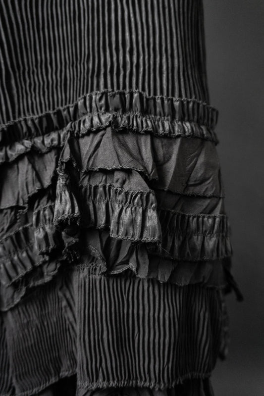 Vintage Plissé Rock mit asymmetrischen Rüschen, S–L