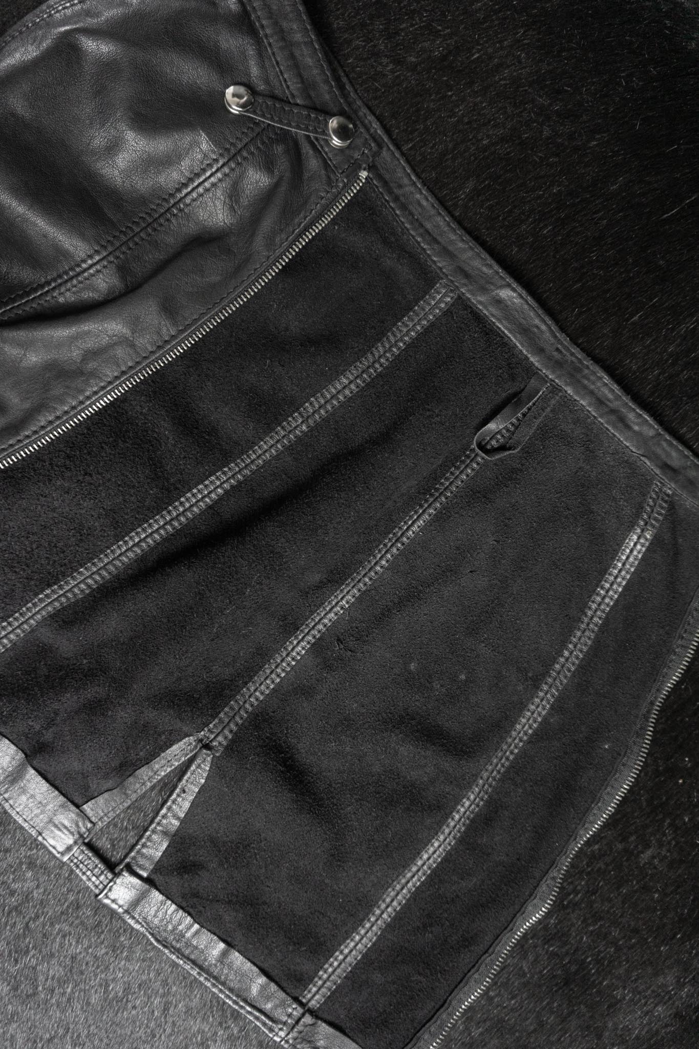 Vintage 80s Premium Lederrock, Schwarz, XXS–XS