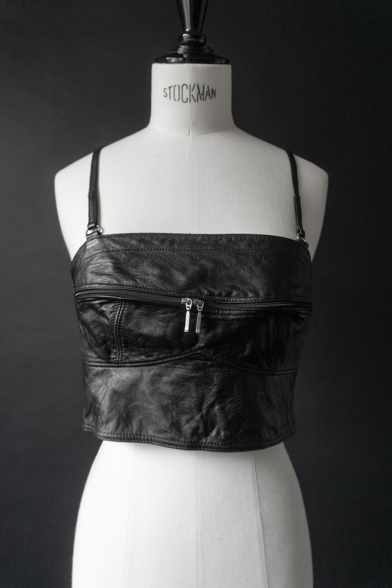 Vintage 80s Premium Ledertop, Zipper, XS–S