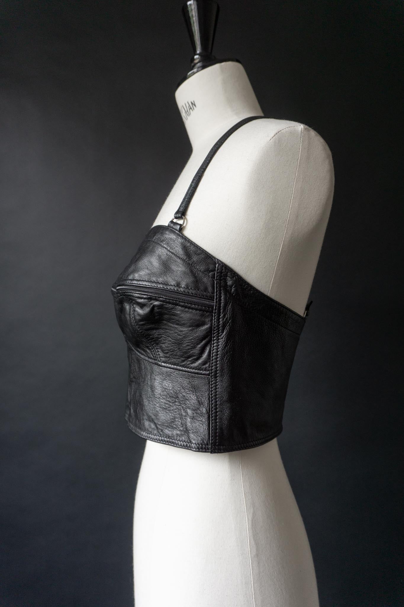 Vintage 80s Premium Ledertop, Zipper, XS–S