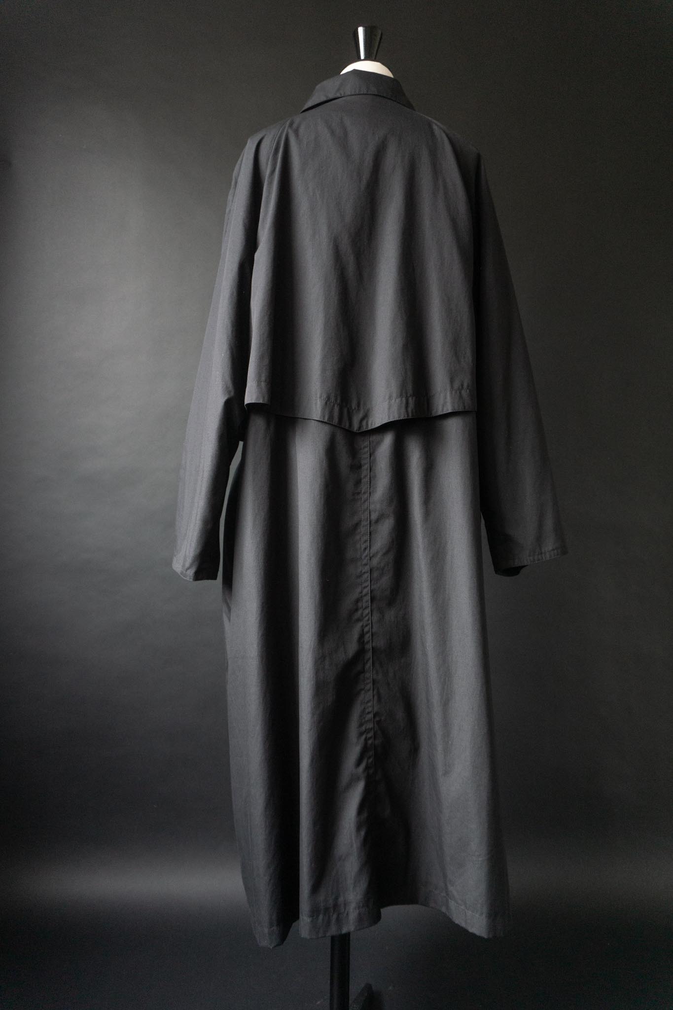 Vintage 80s Trenchcoat in Schwarz mit Stehkragen, M–XL