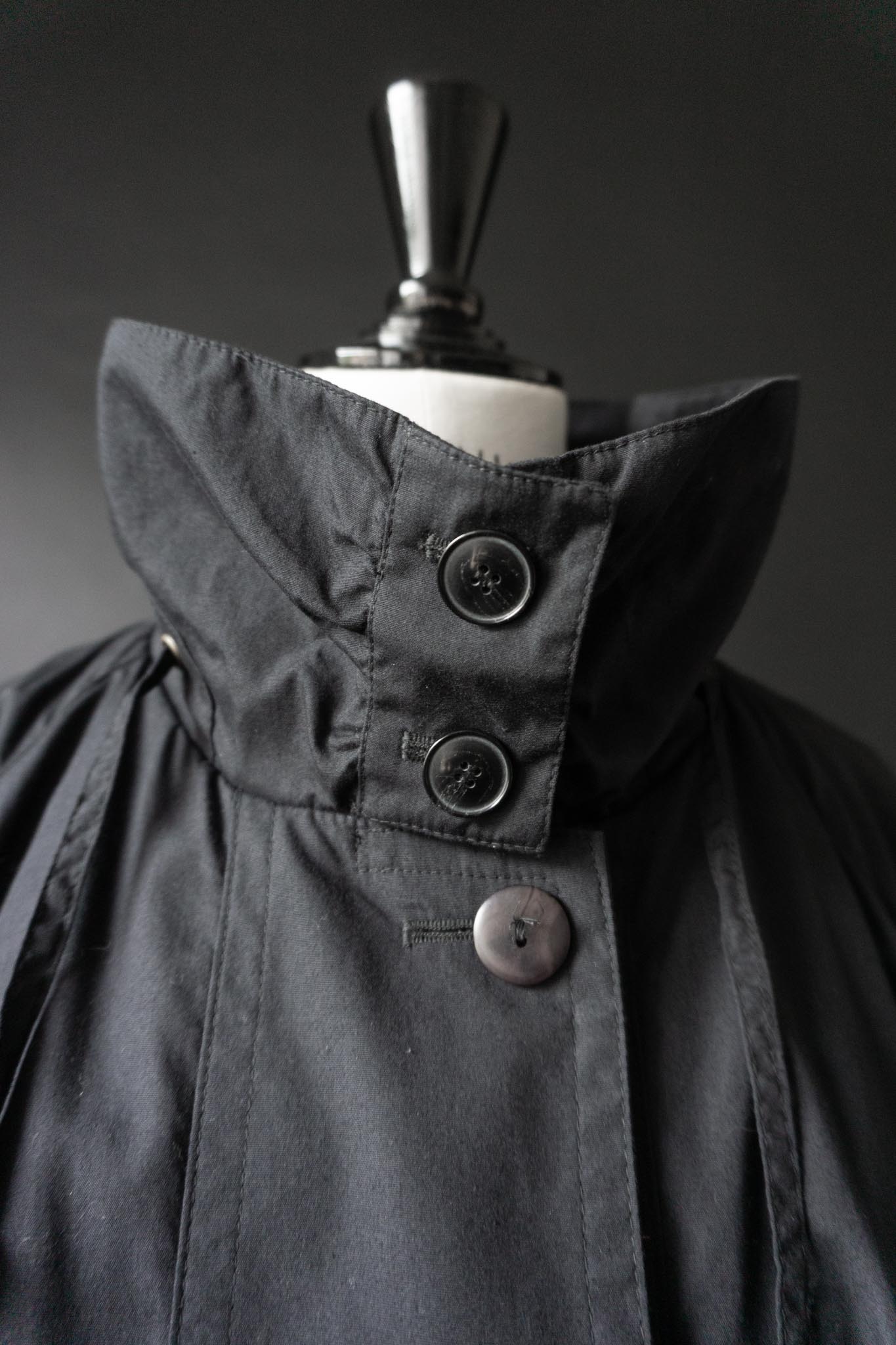 Vintage 80s Trenchcoat in Schwarz mit Stehkragen, M–XL