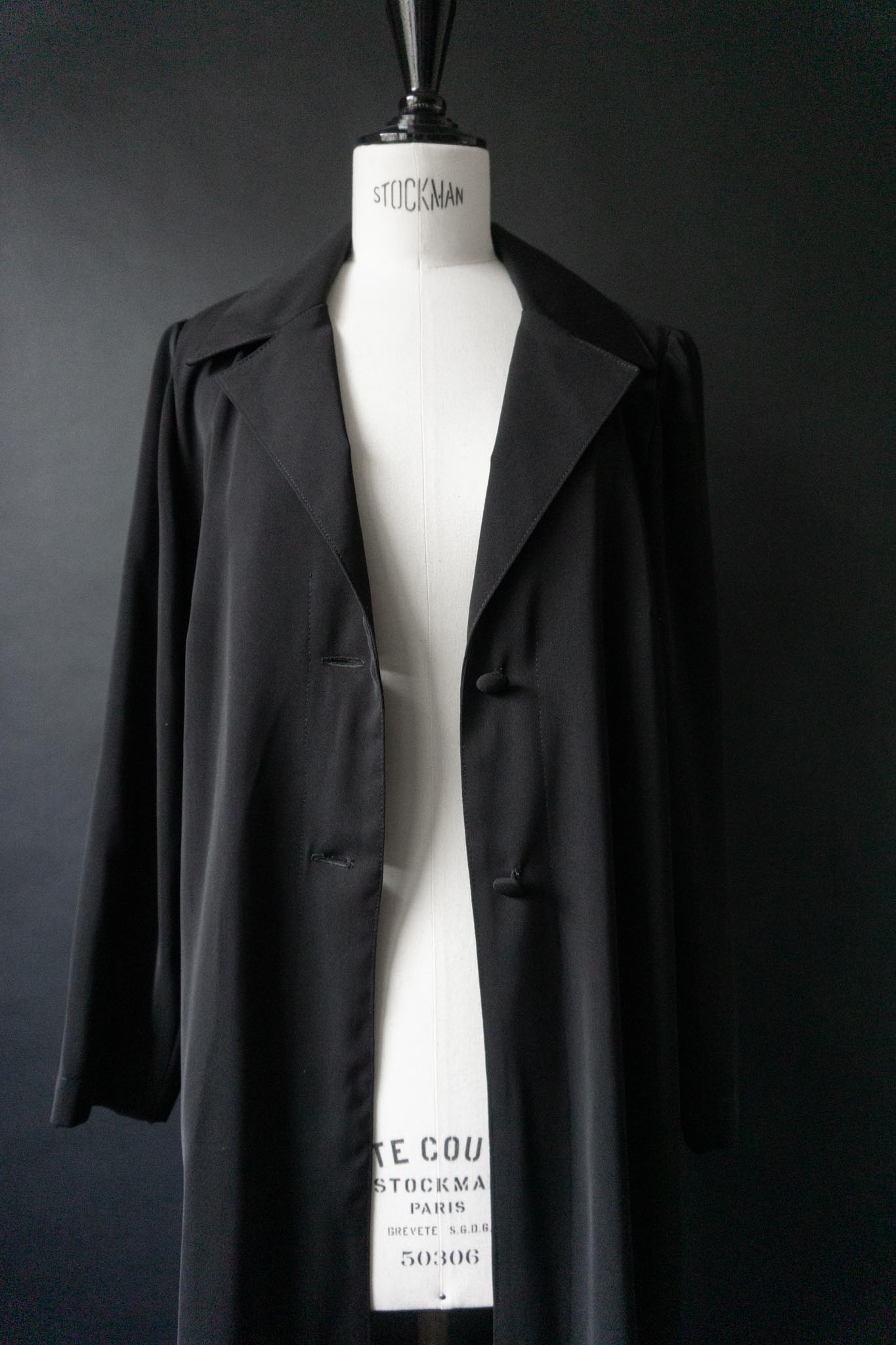 Vintage 80s Gothic Mantel, Schwarz, M–L