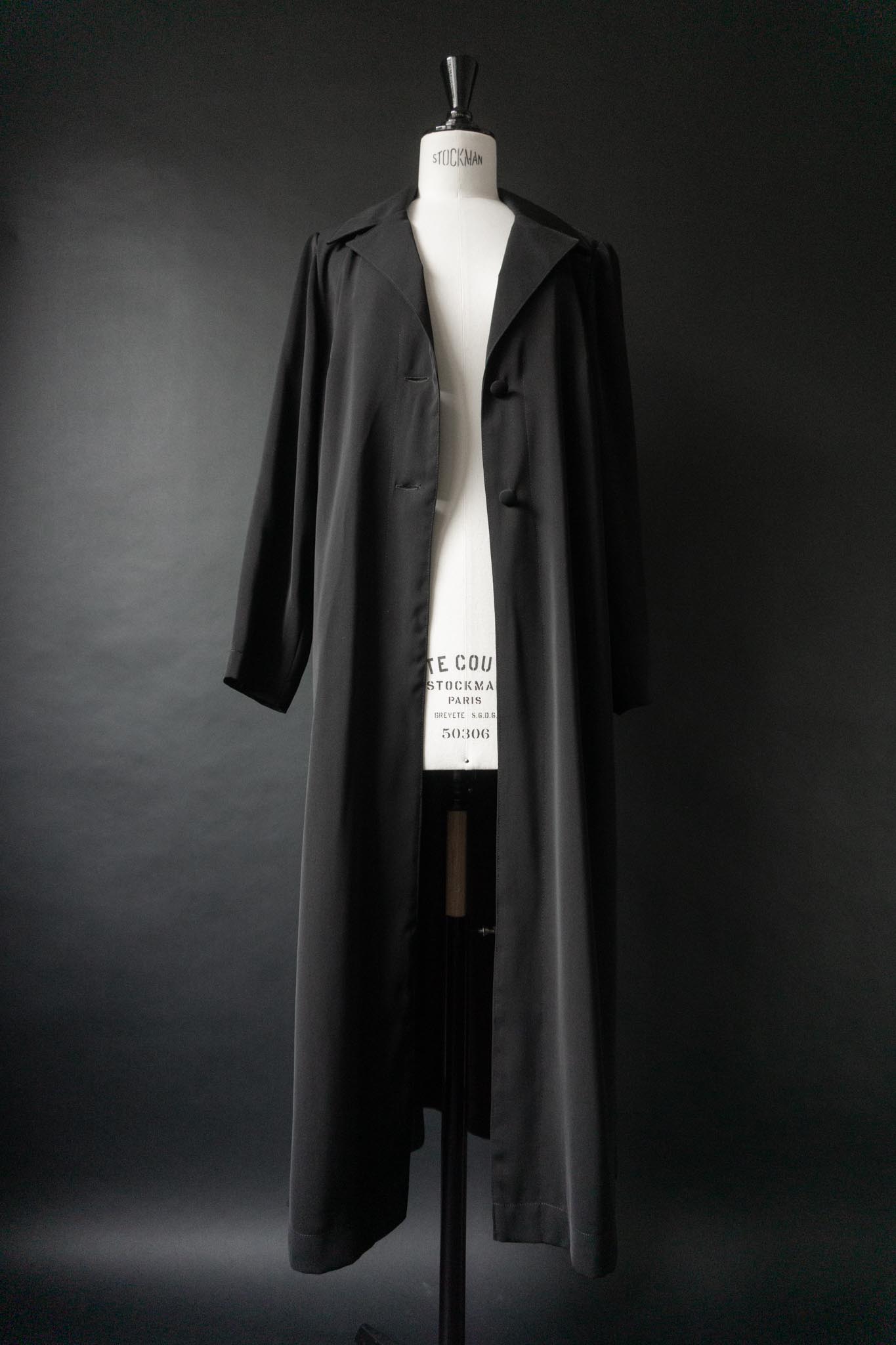 Vintage 80s Gothic Mantel, Schwarz, M–L