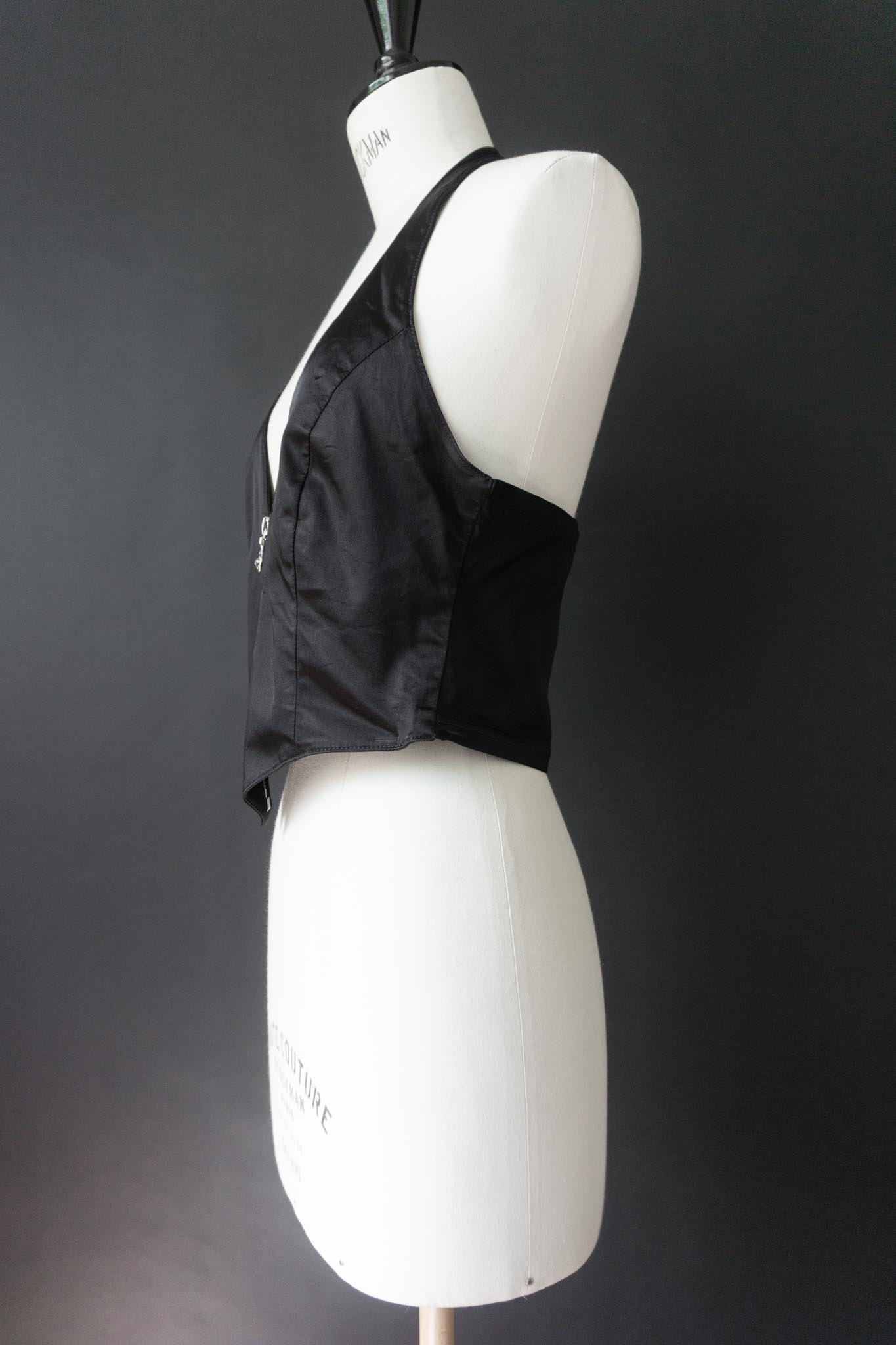 Vintage Neckholder Top aus den 80ern mit Riri-Zipper, S–M