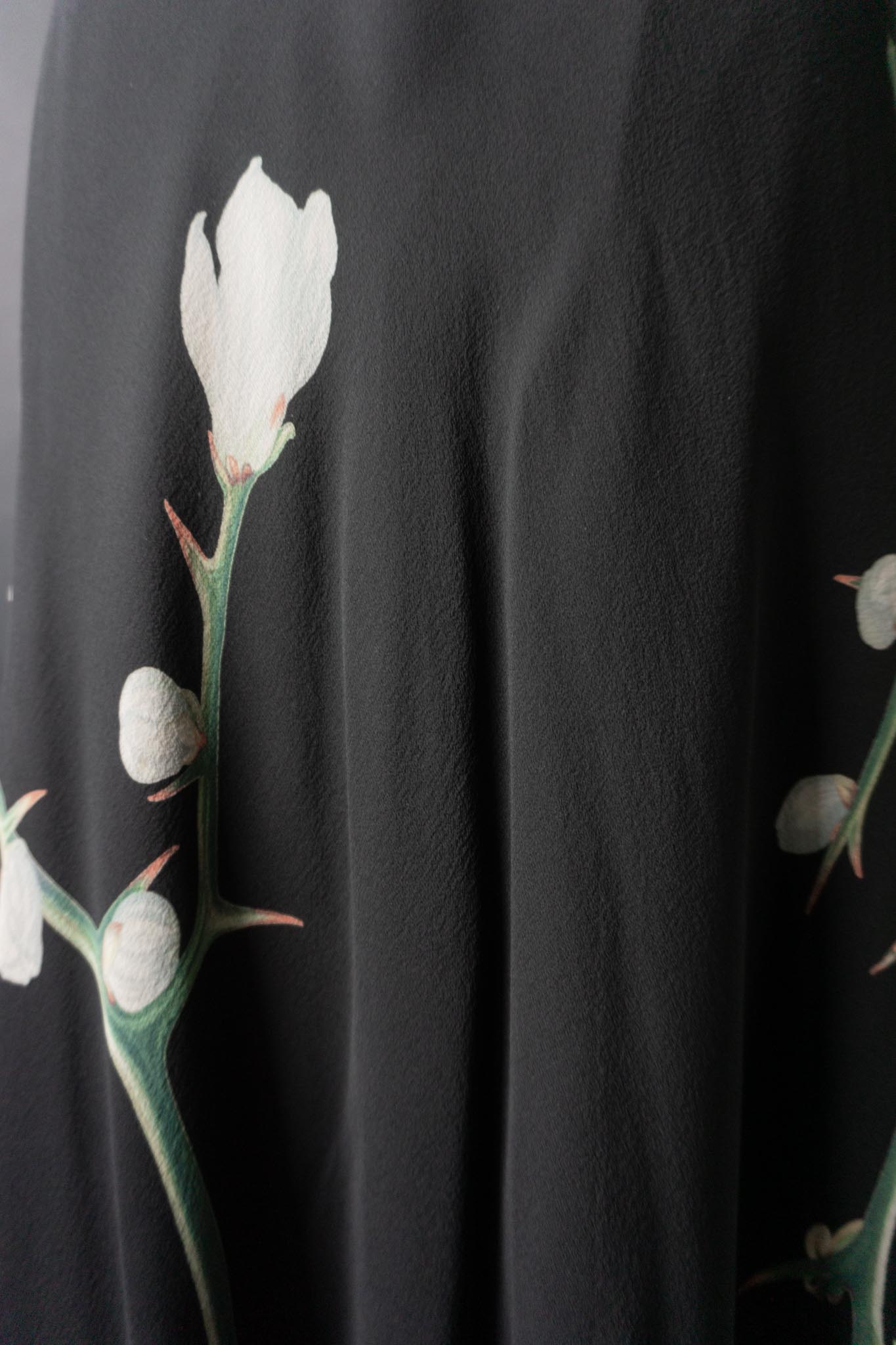 Vintage 90s Midirock, Seide, Orchideen, M–XL