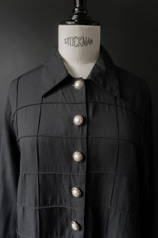 Vintage 80s Goth Bluse, M–L