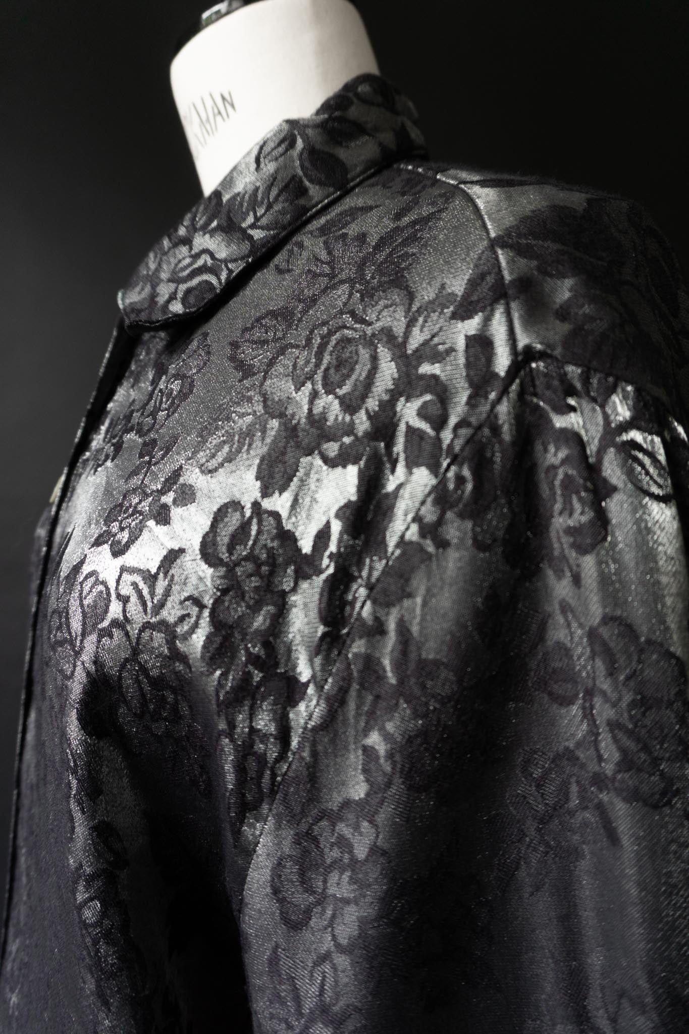 Vintage 90s Bluse, Silver Roses, M-L