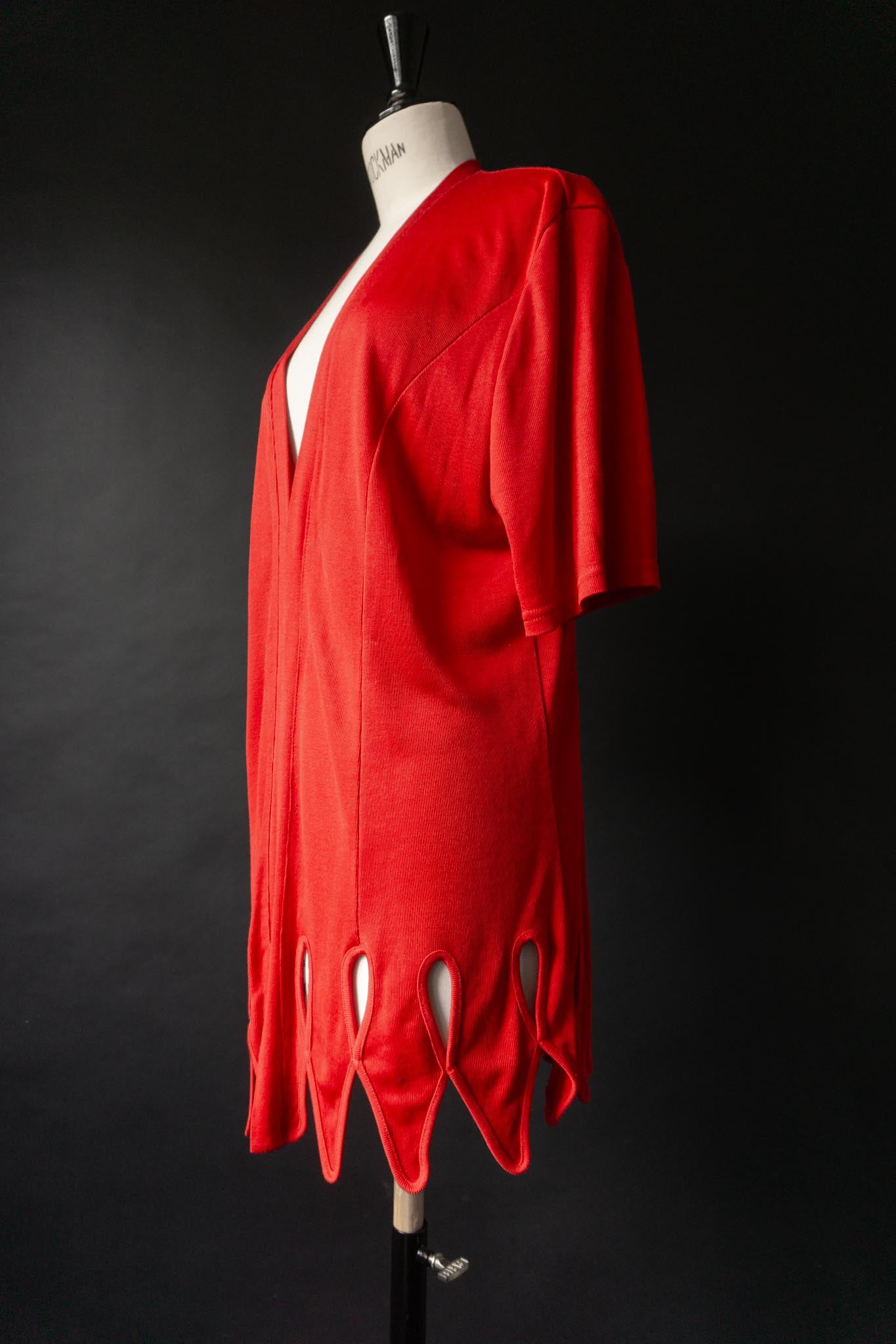 Vintage Cardiga, Feuerrot, Skulptural, S–M