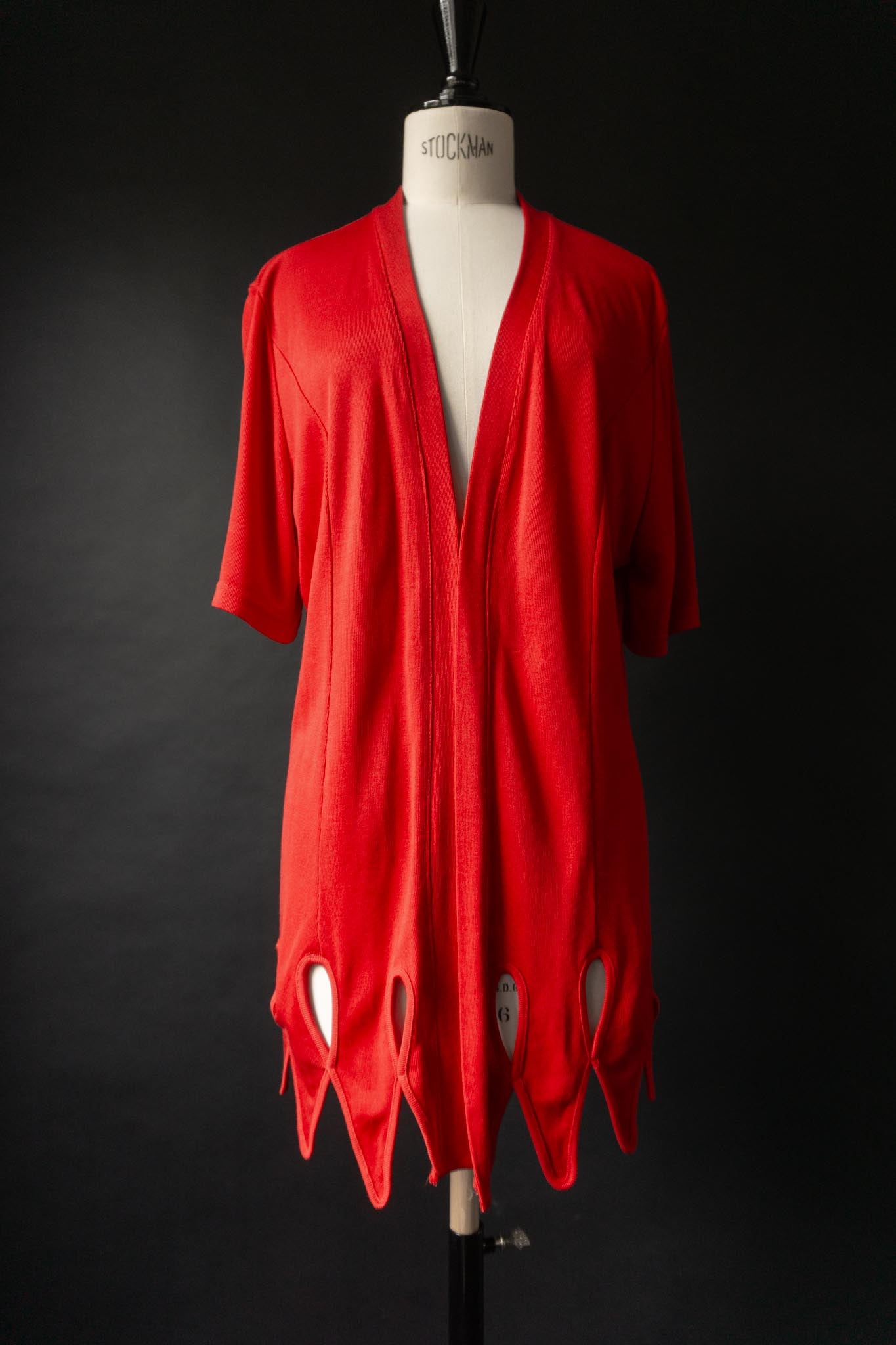 Vintage Cardiga, Feuerrot, Skulptural, S–M