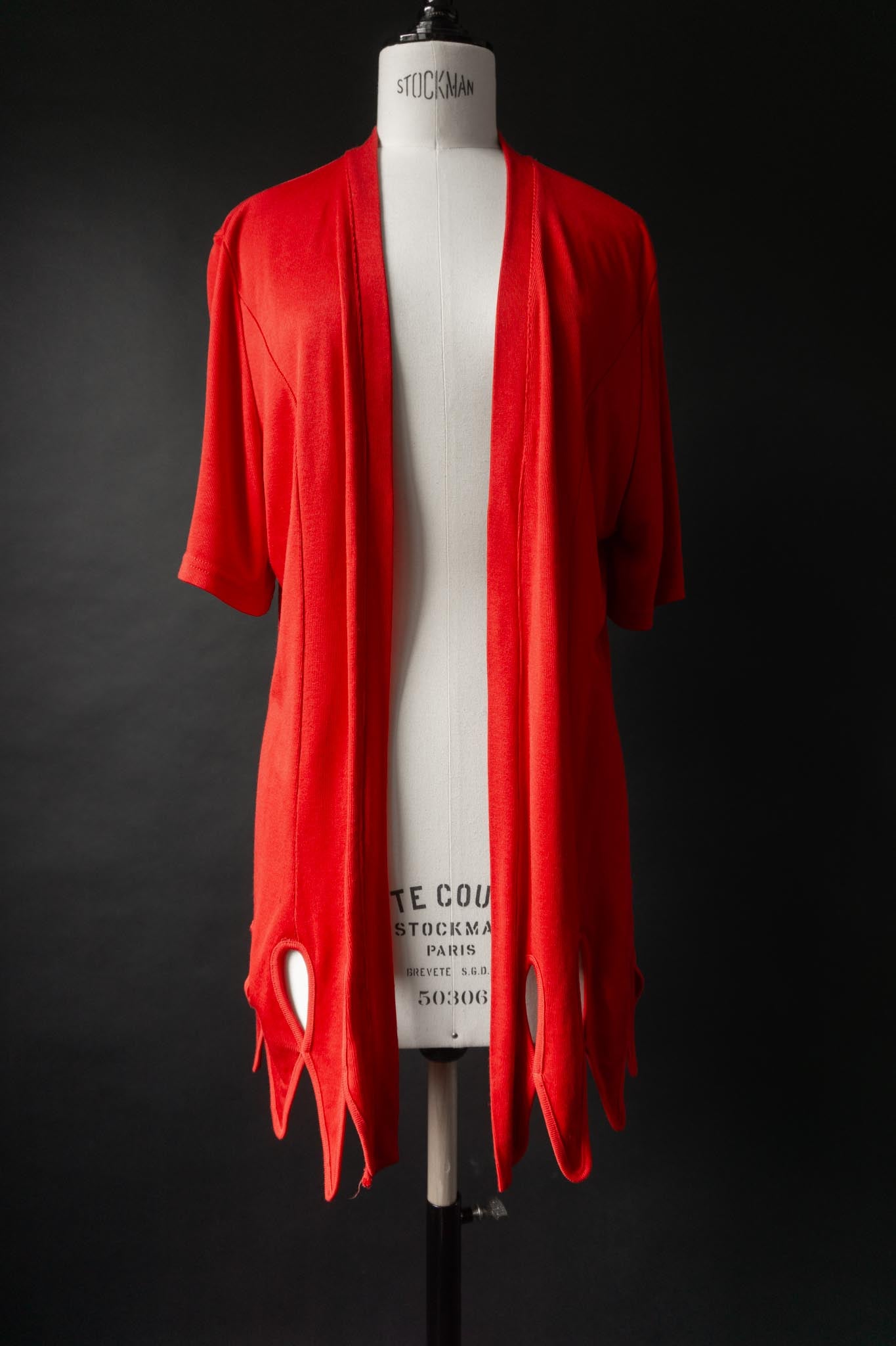 Vintage Cardiga, Feuerrot, Skulptural, S–M
