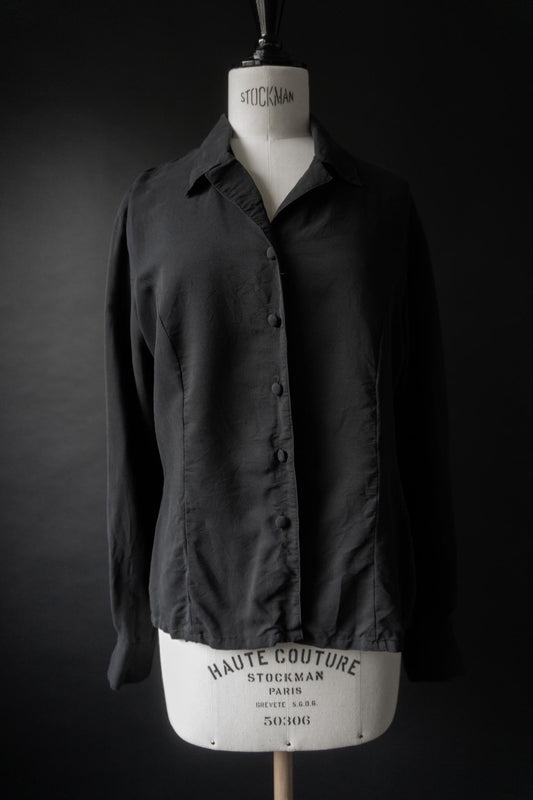 Vintage 90s Premium Basic Bluse, Seide, S–M