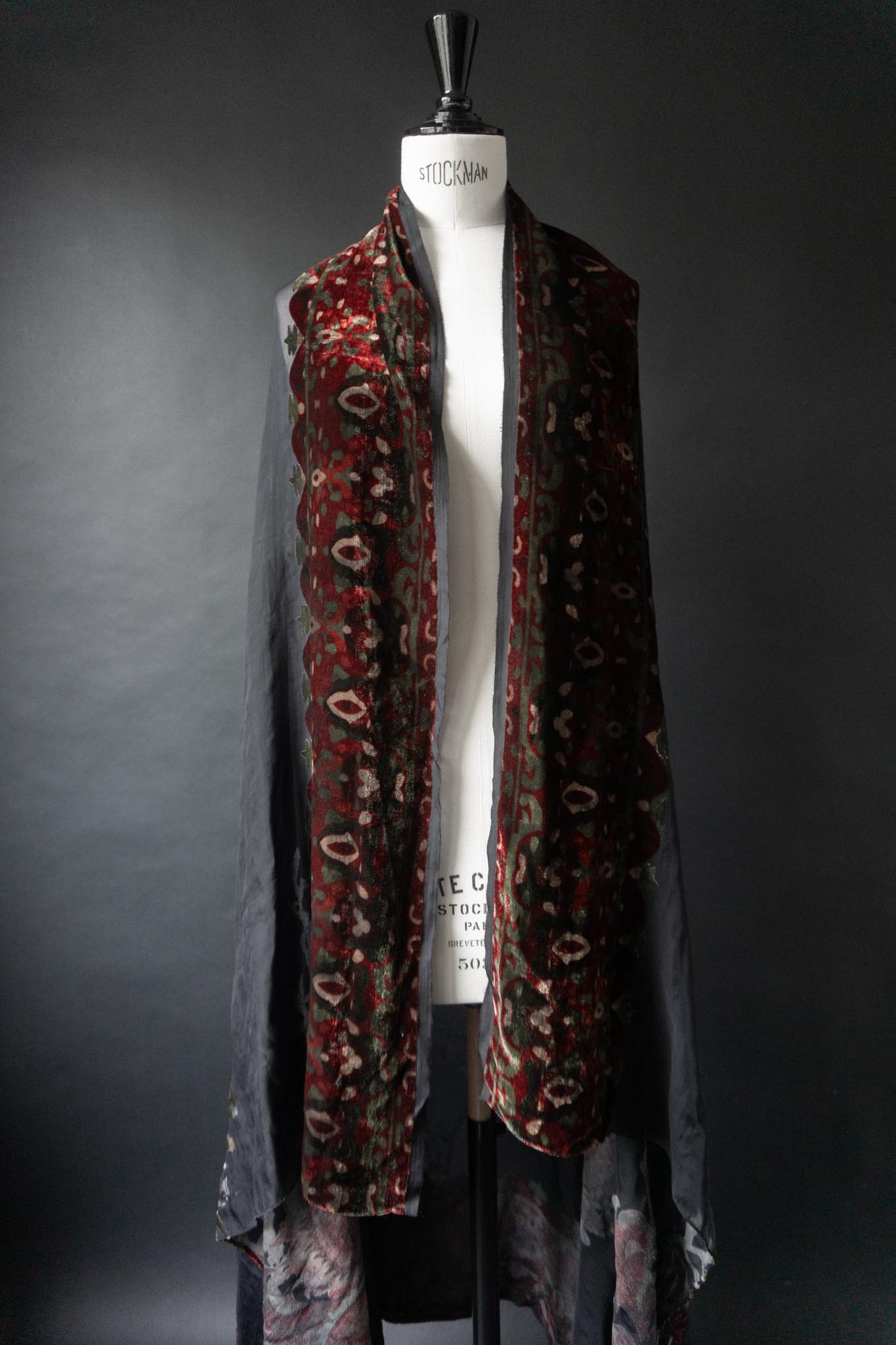 Vintage XXL Stola, Seide & Samt